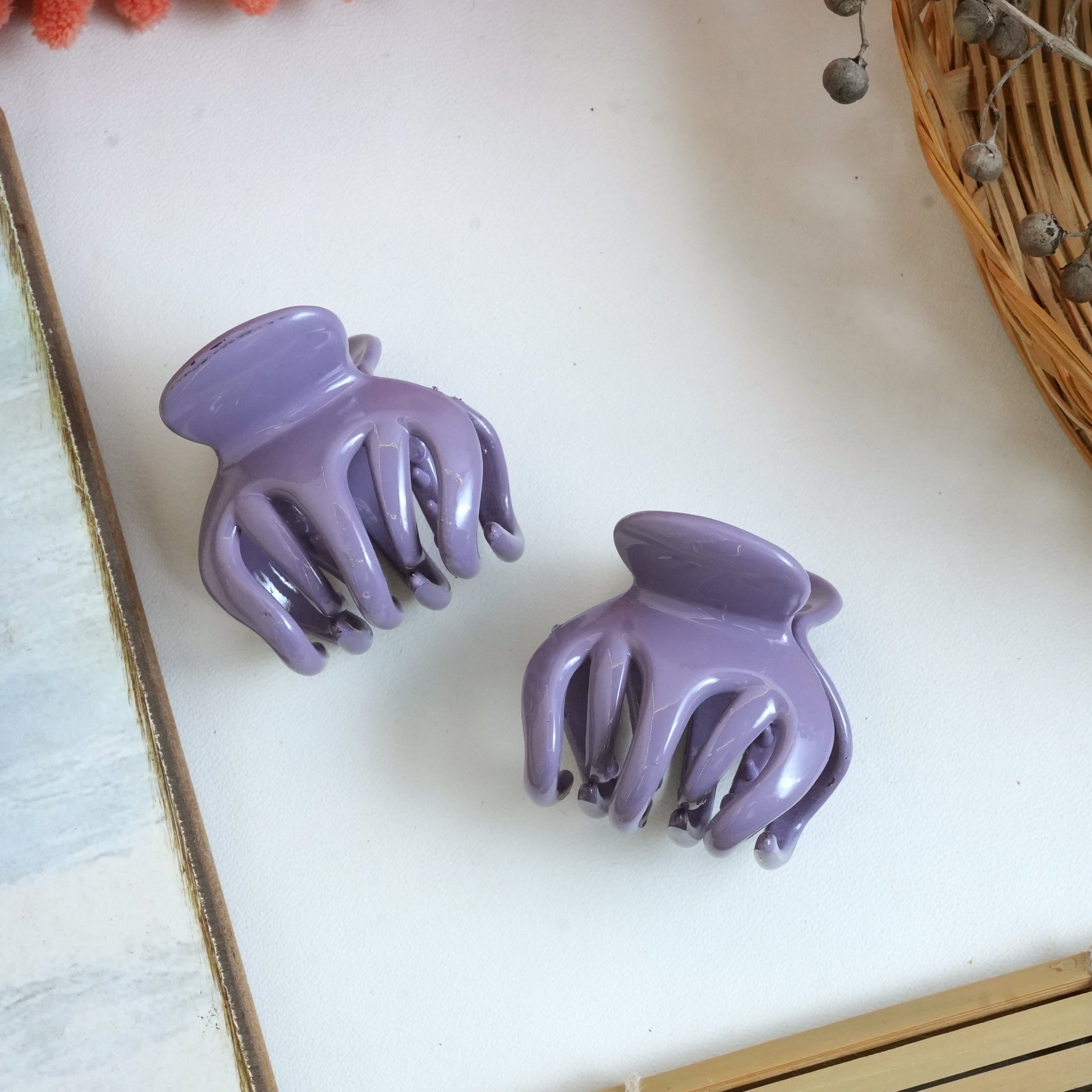 Vibrant Matte Mini Hair Claw Clips Pair
