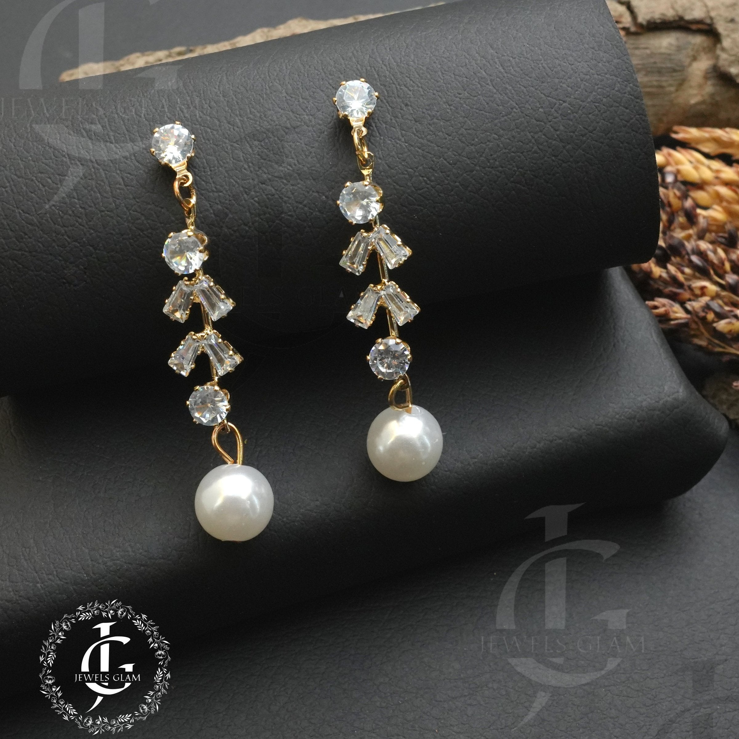 Crystal Cascade Pearl Drop Earrings