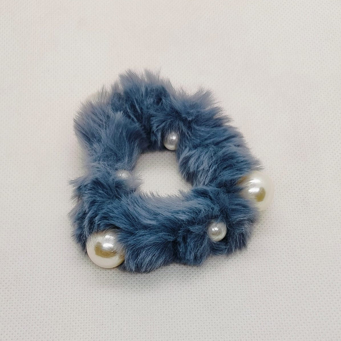 Plush Pearl-Embellished Hair Ties