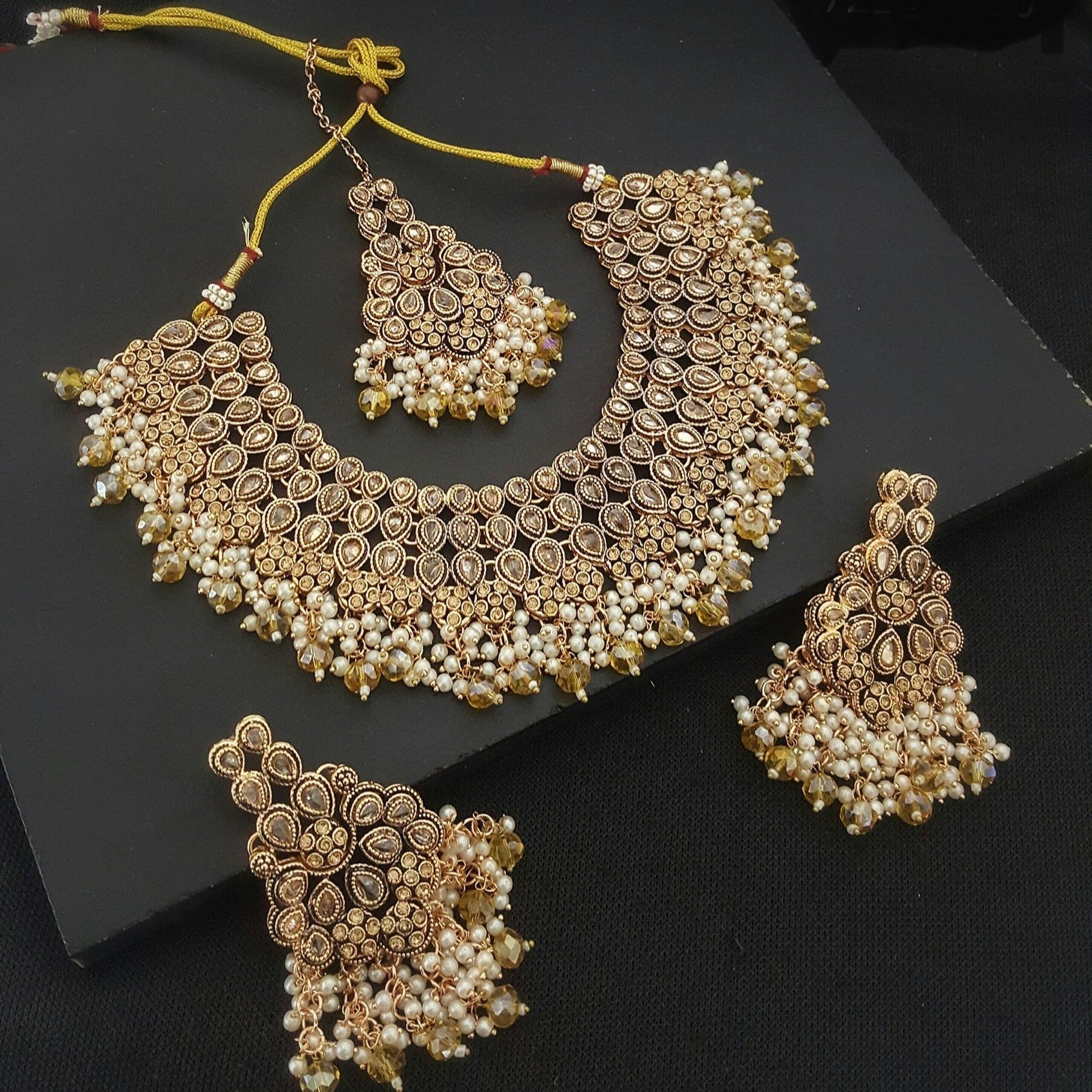 Golden Radiance Pearl Bridal Jewelry Set