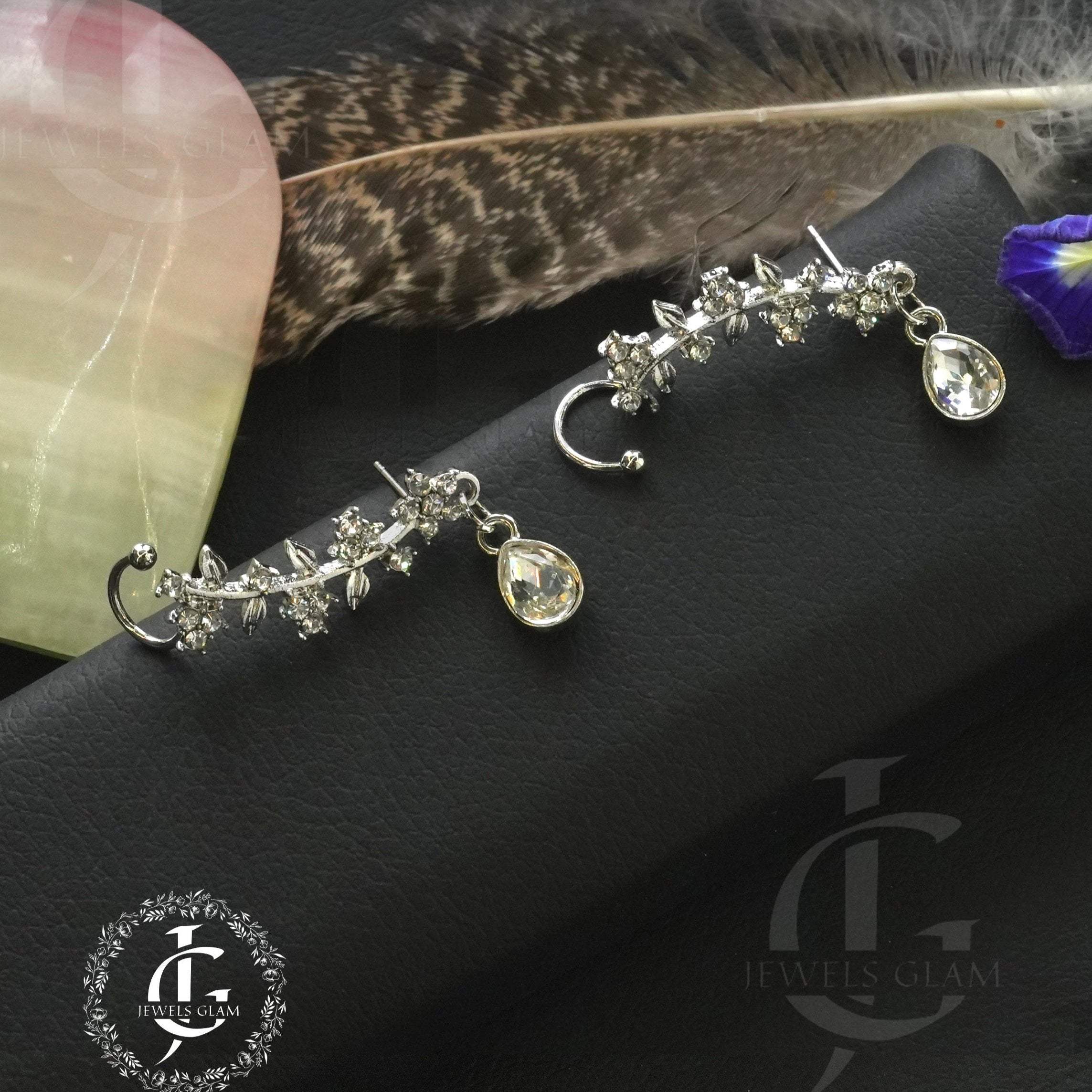 Crystal Vine Ear Cuff Earrings