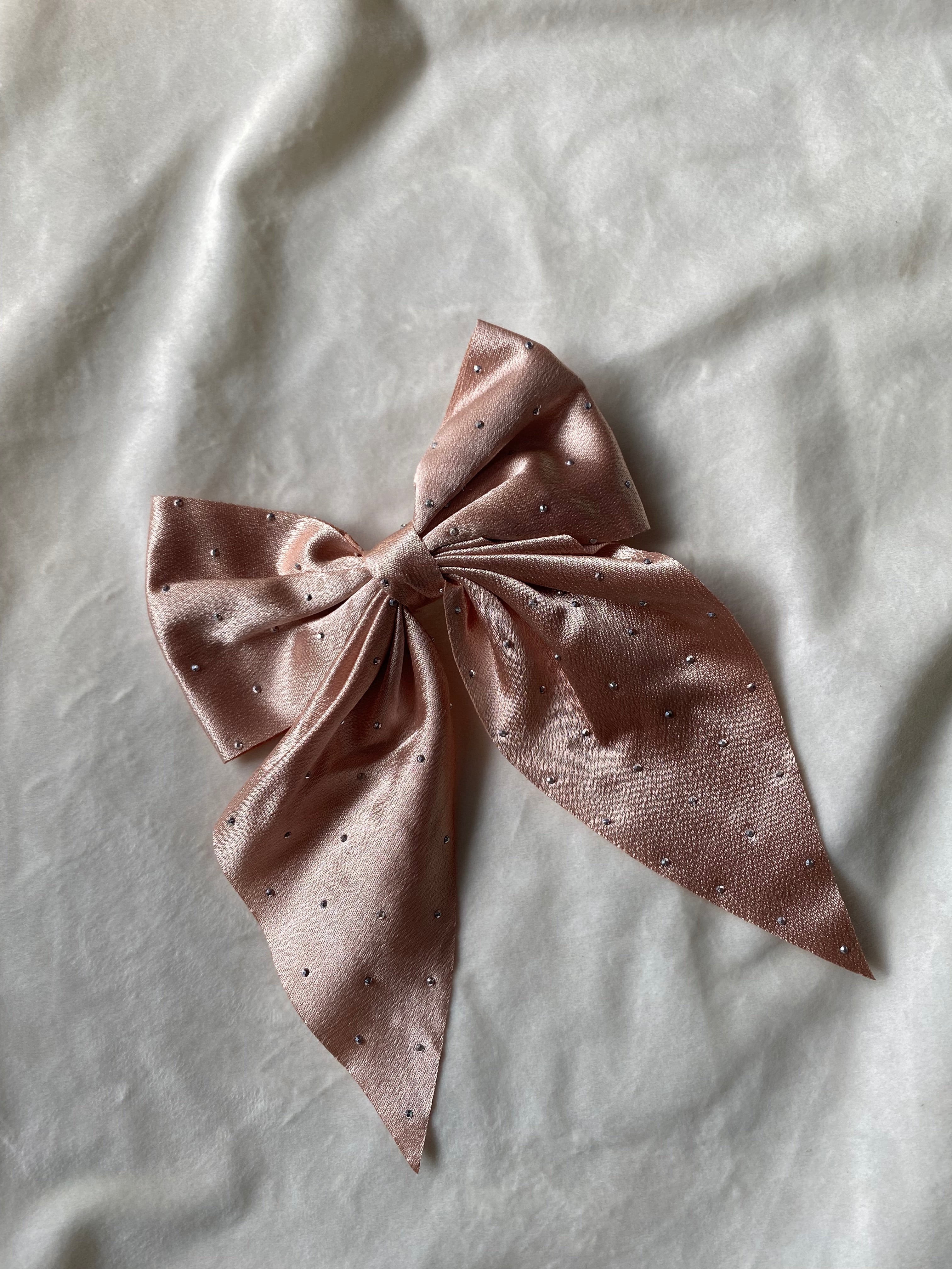 Luxe Satin Rhinestone Bow Hair Pins
