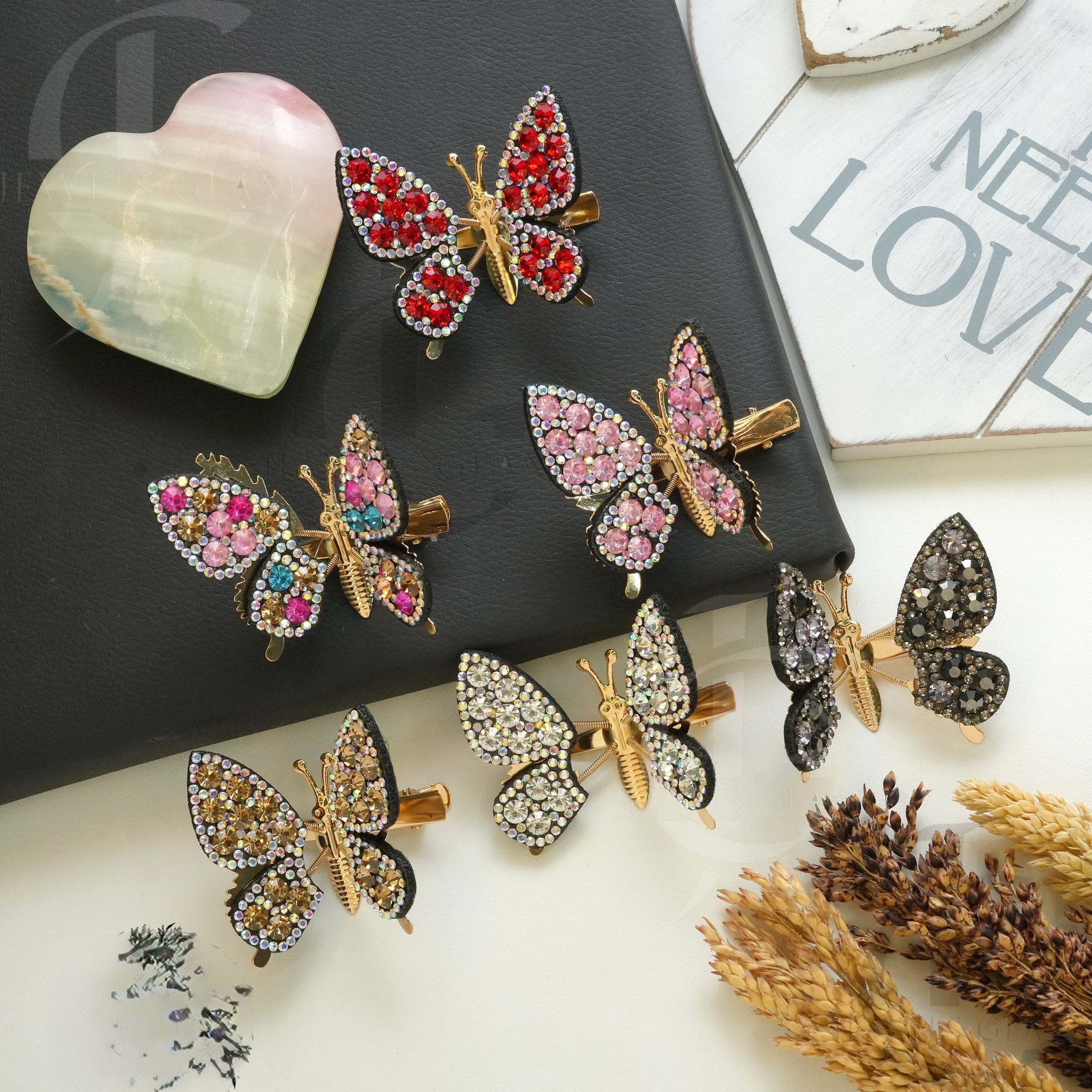 Moving Sparkling Butterfly Hair Clips