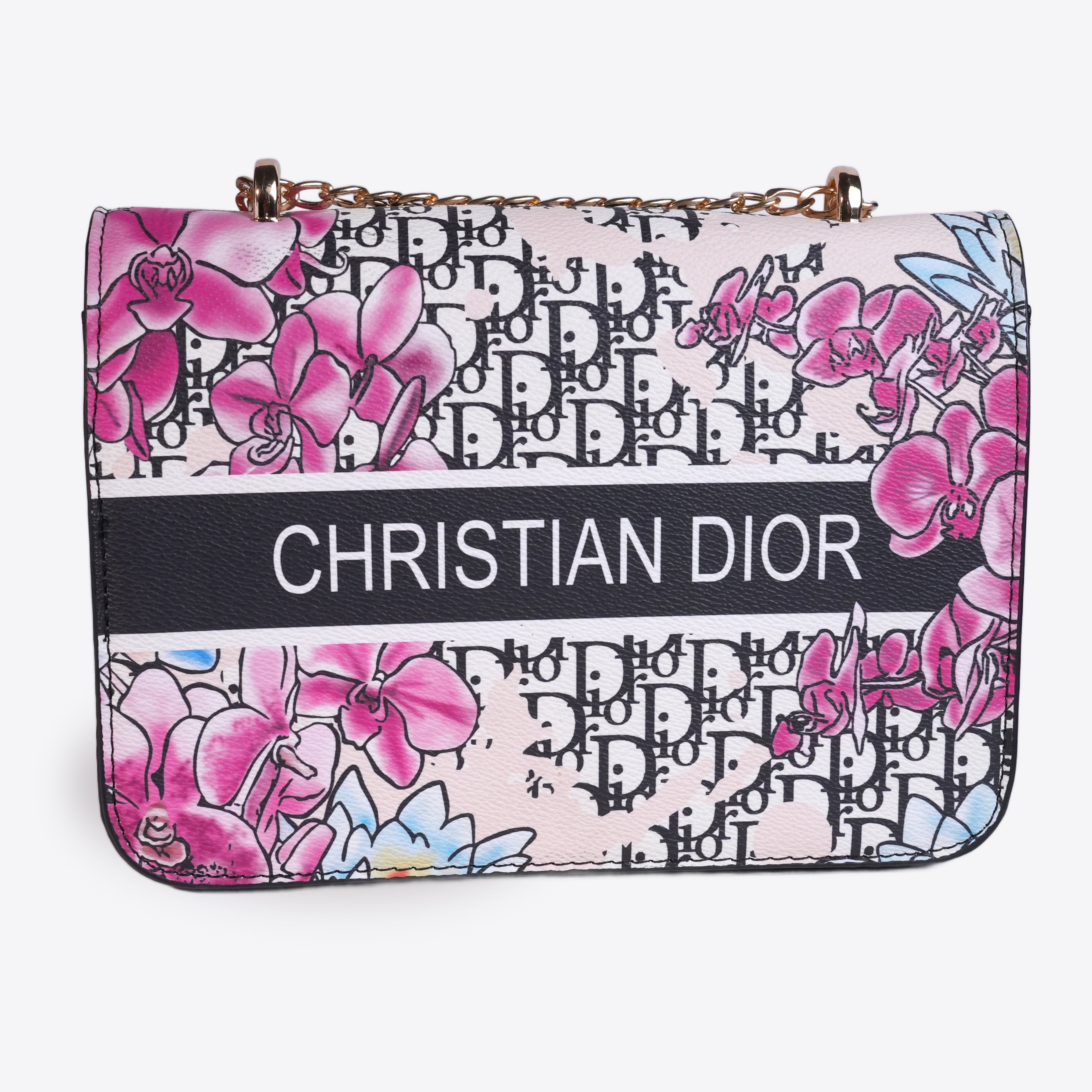Pink & Black Printed Bag