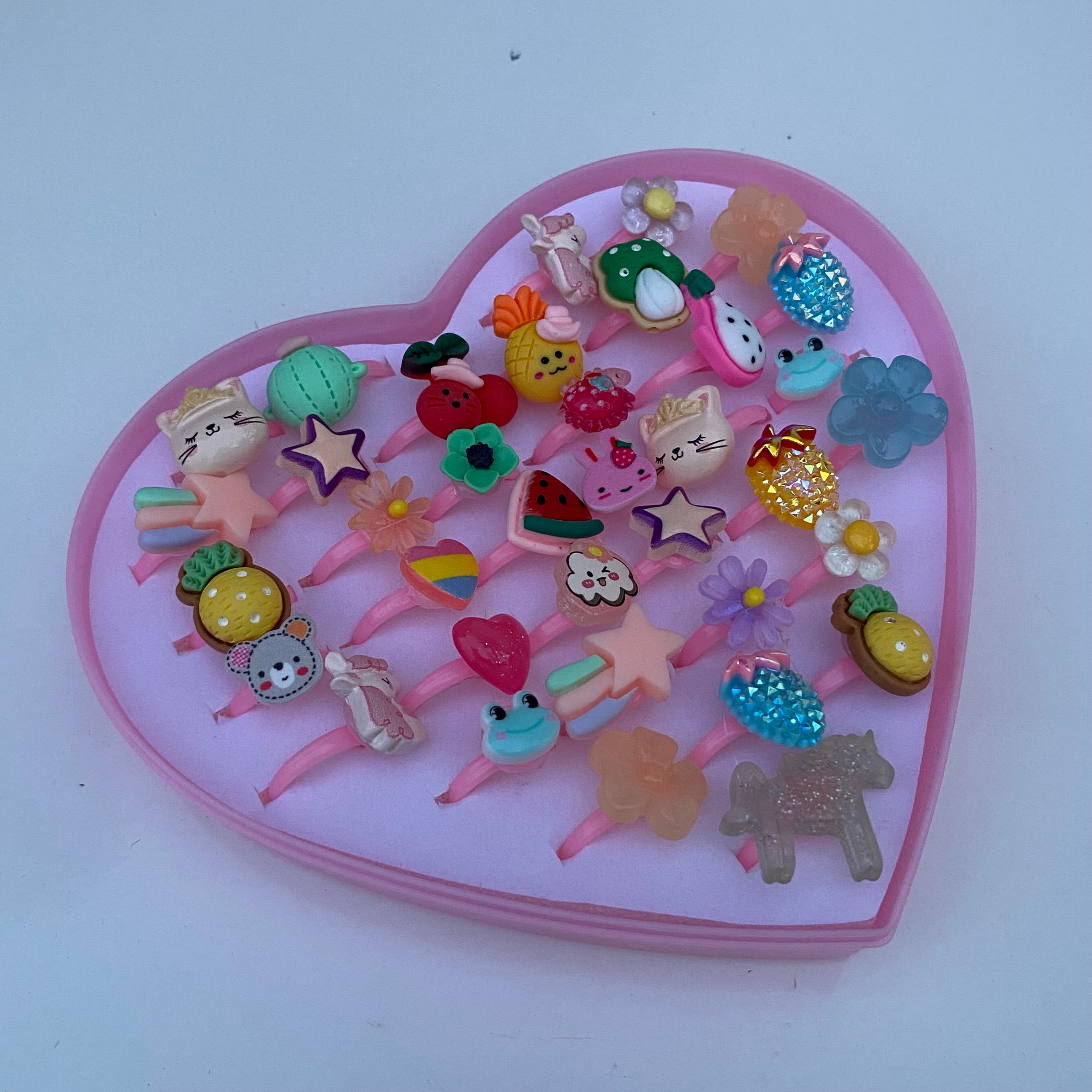Heart-Shaped Colorful Rings Collection