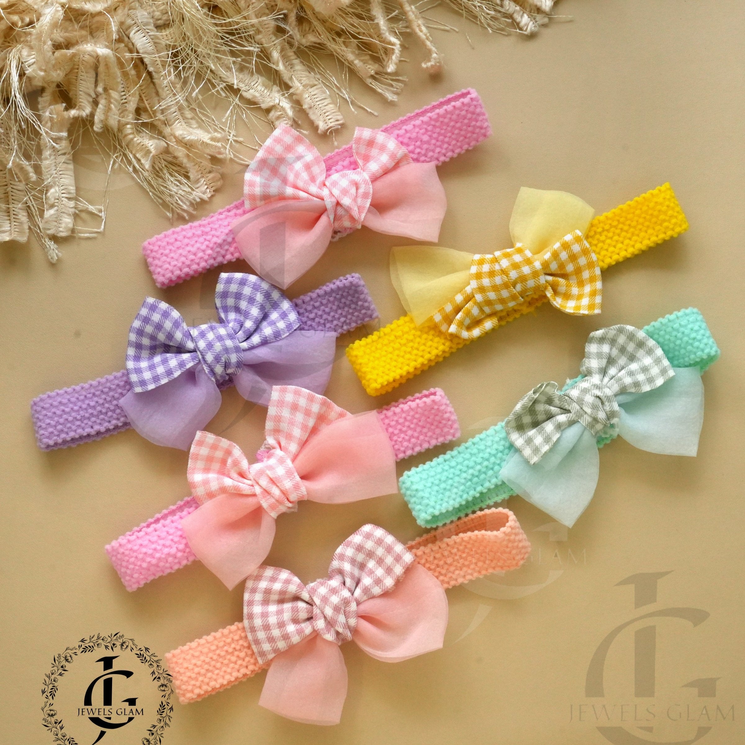 Gingham & Pastel Bow Stretchable Headbands