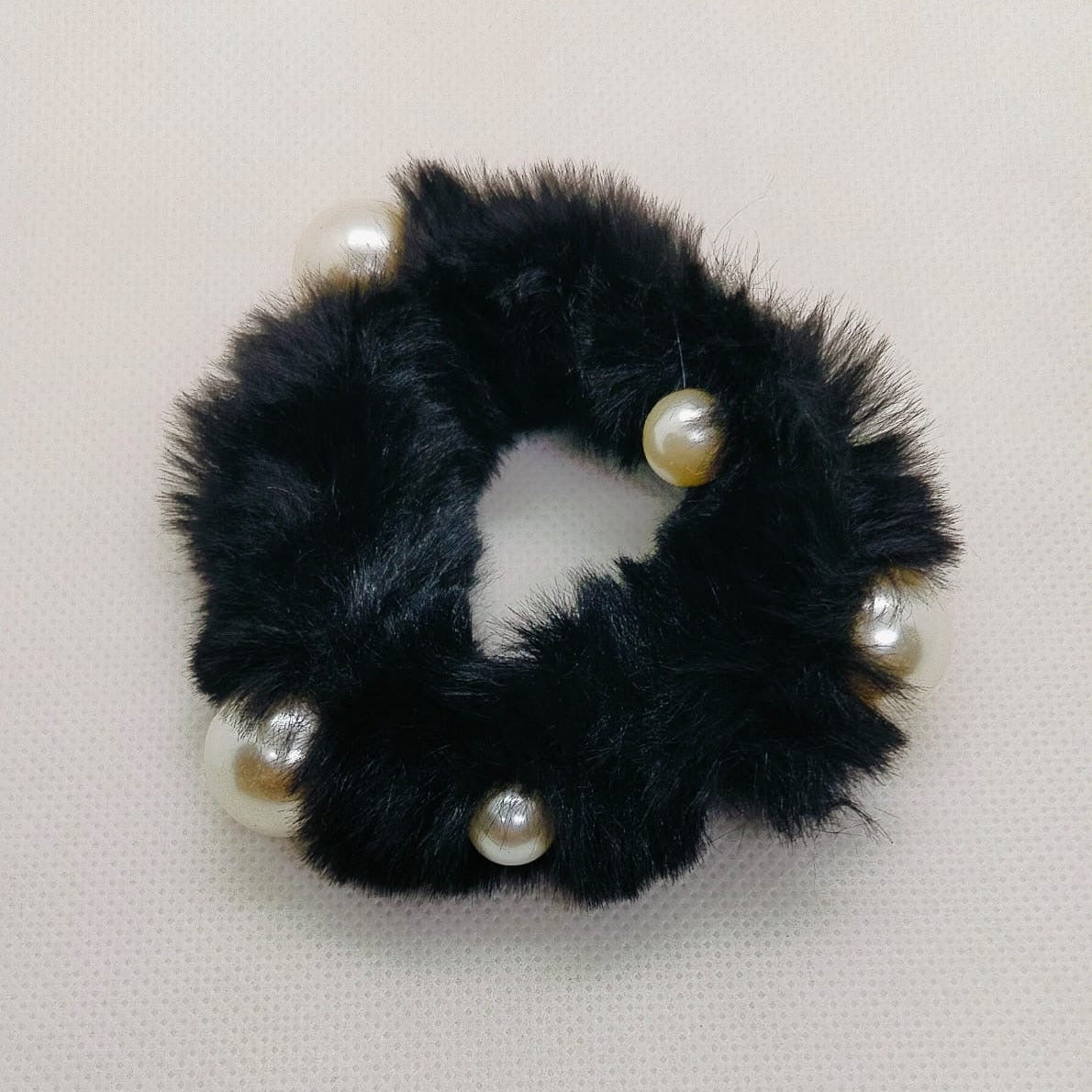 Plush Pearl-Embellished Hair Ties