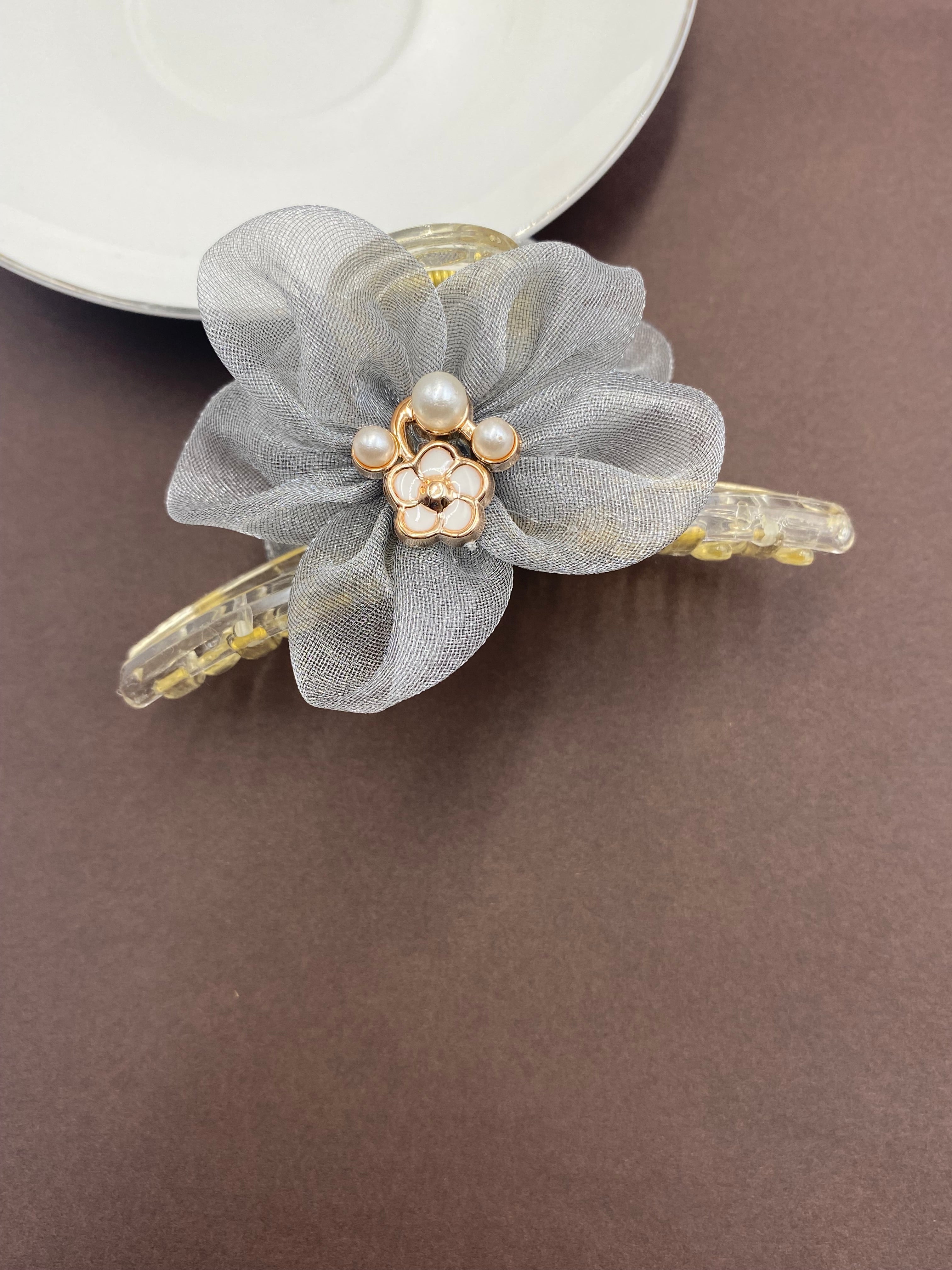 Elegant Sheer Flower Hair Claw Clips