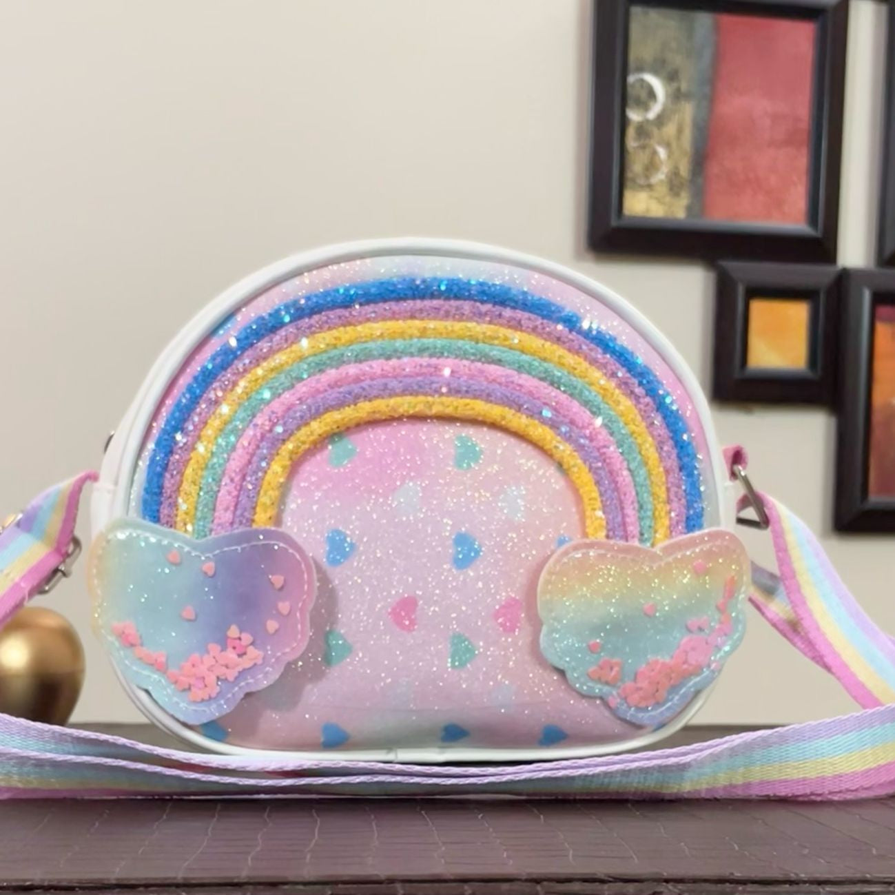 Little Girl Sparkling Rainbow Crossbody Shoulder Bag