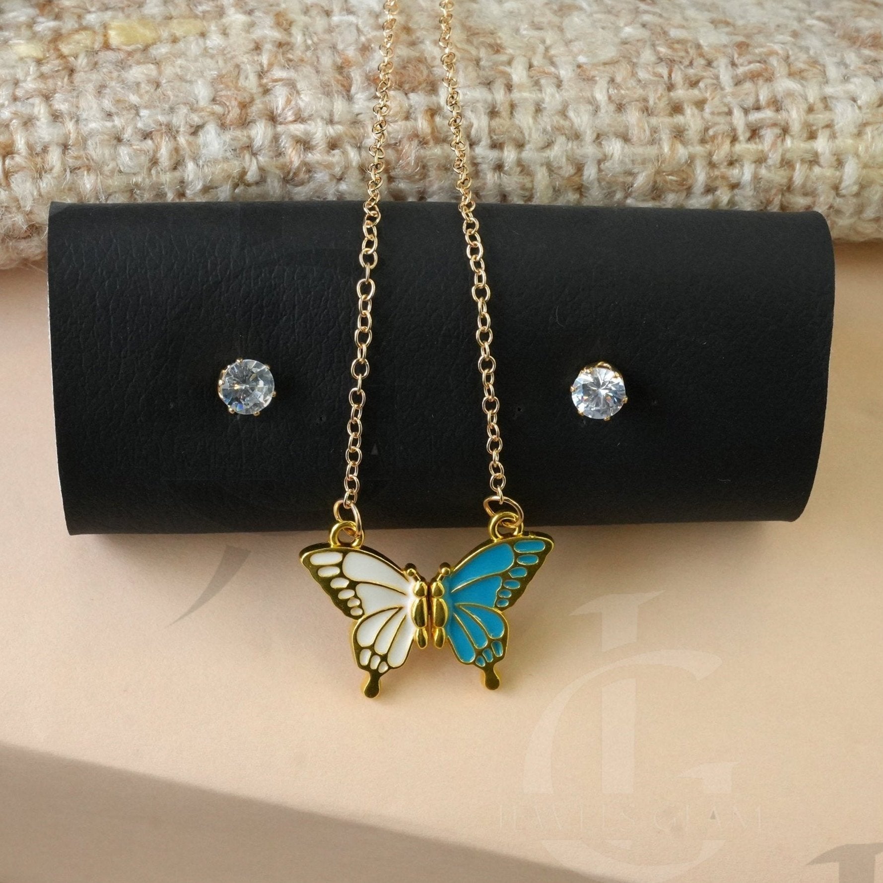 Blue Serenity Butterfly Jewelry Set
