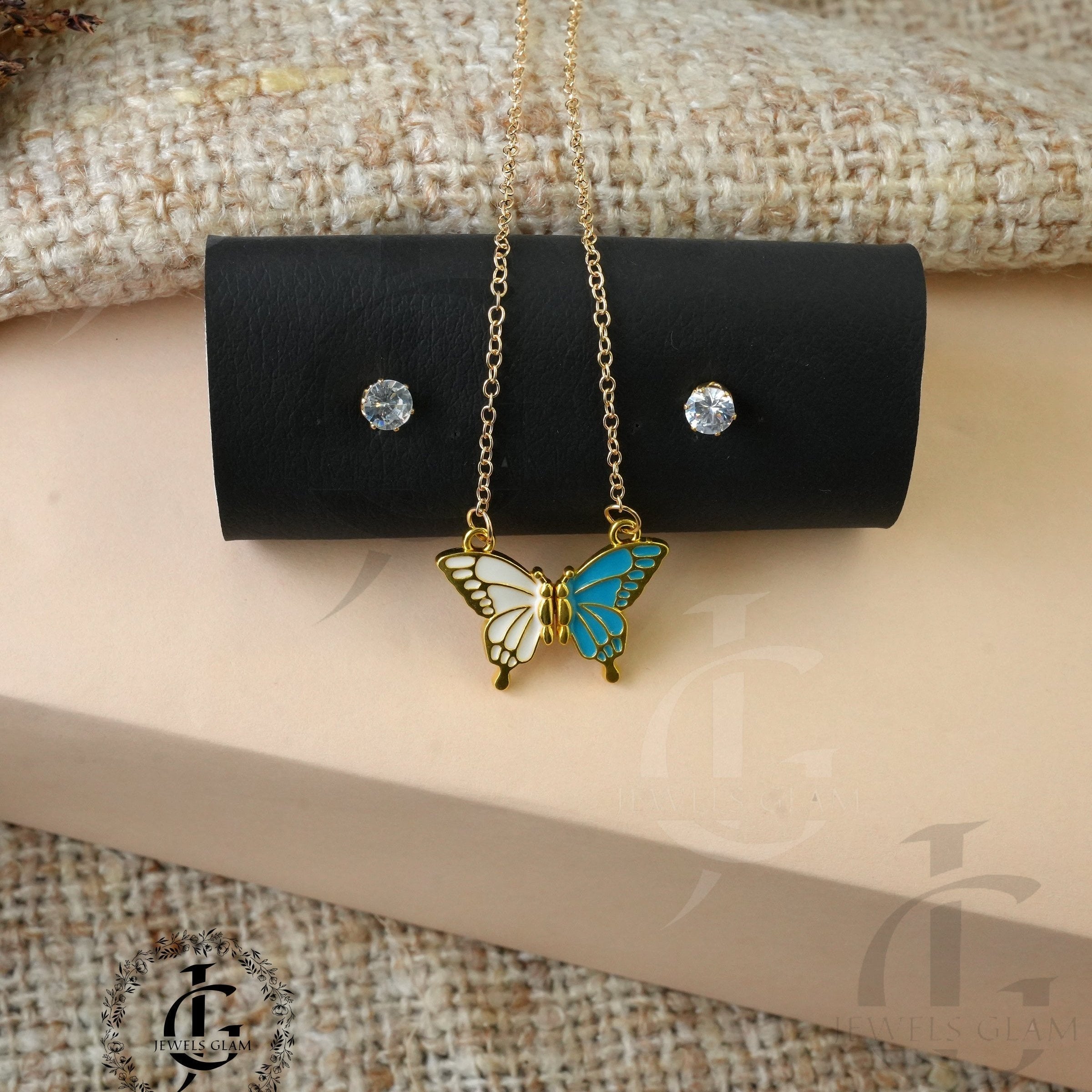 Blue Serenity Butterfly Jewelry Set