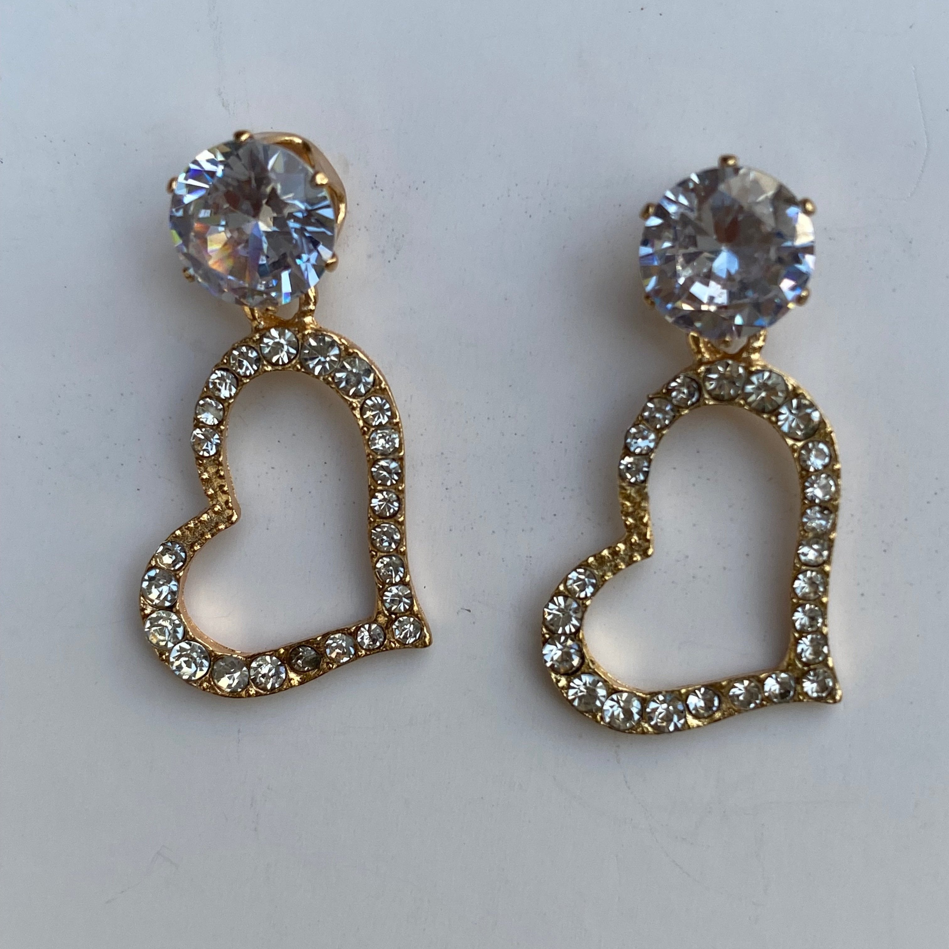 Crystal Heart Dangle Earrings