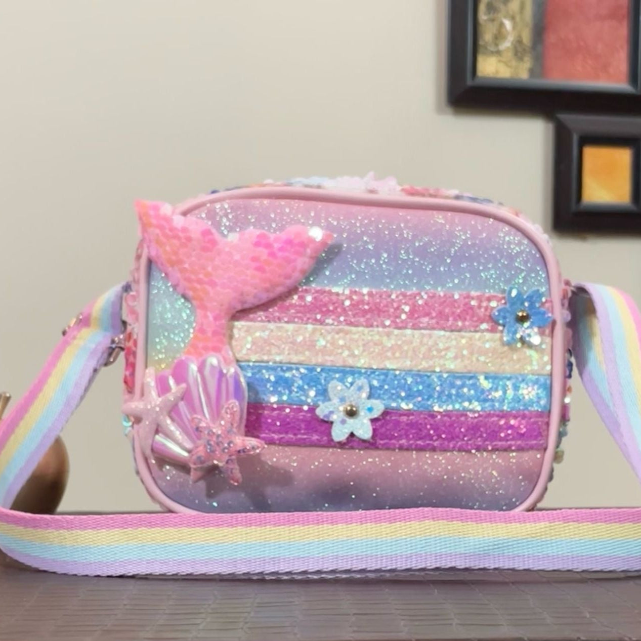 Little Girls Sparkling Mermaid Crossbody Shoulder Bag
