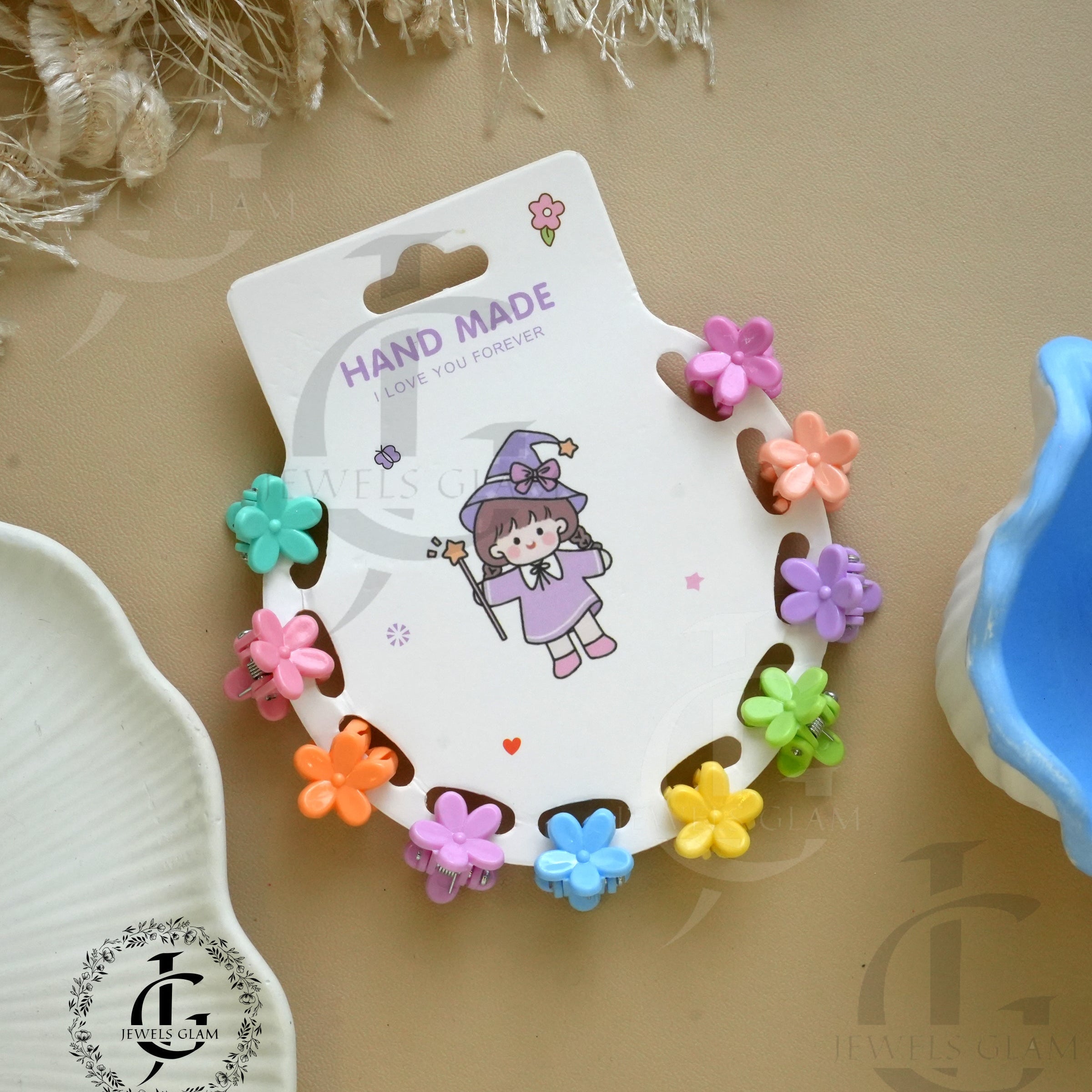 Pastel Floral Mini Hair Claw Clips Set