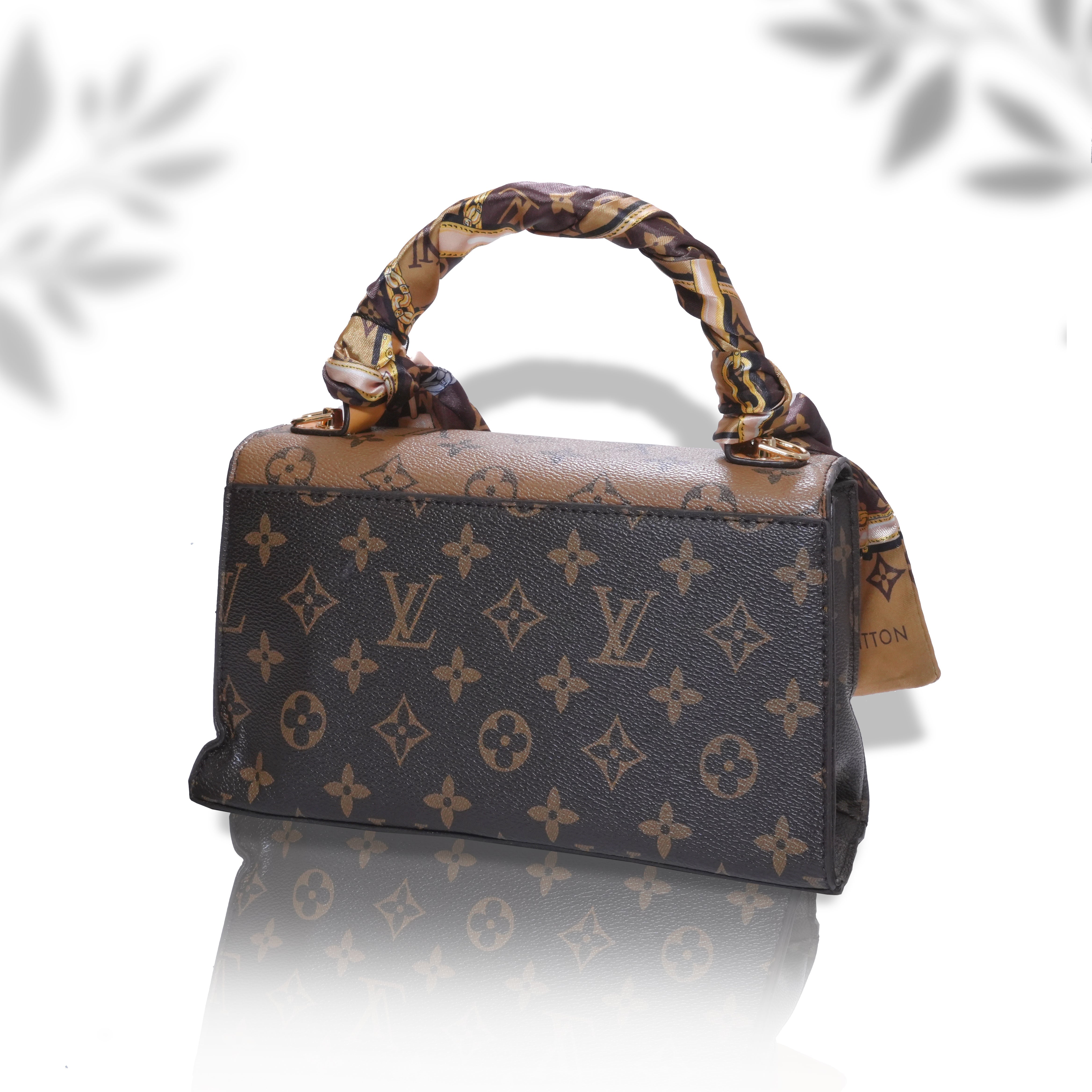 Brown Bag With Printed Silk Strap