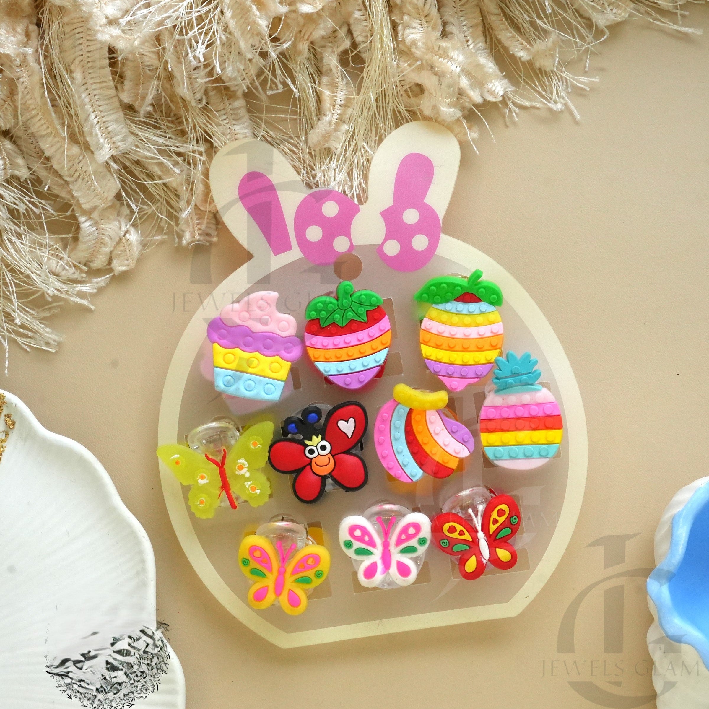 Vibrant Fruit & Butterfly Hair Catchers Set