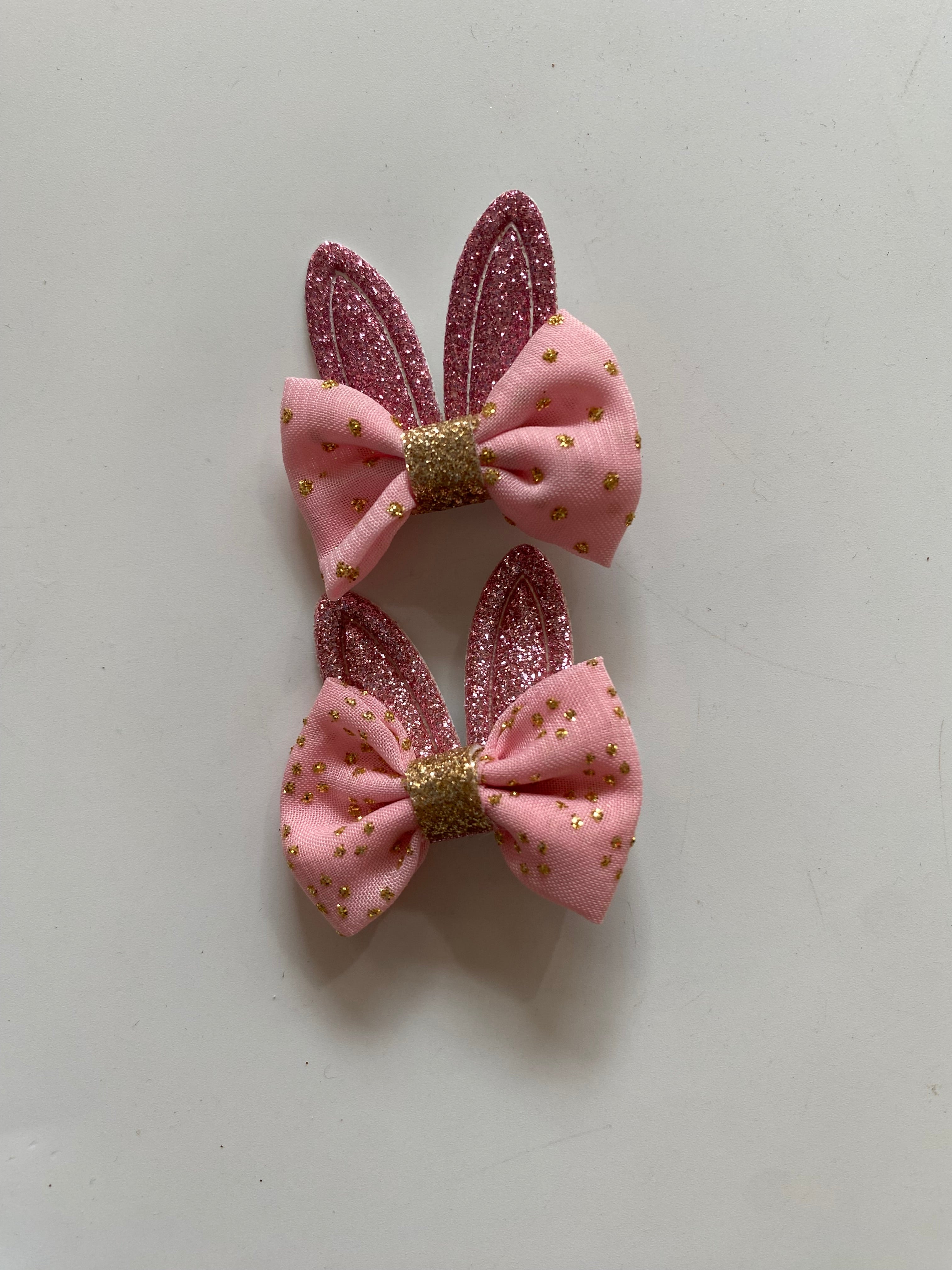 Glitter Bow and Bunny Ear Hair Clips (Pair)