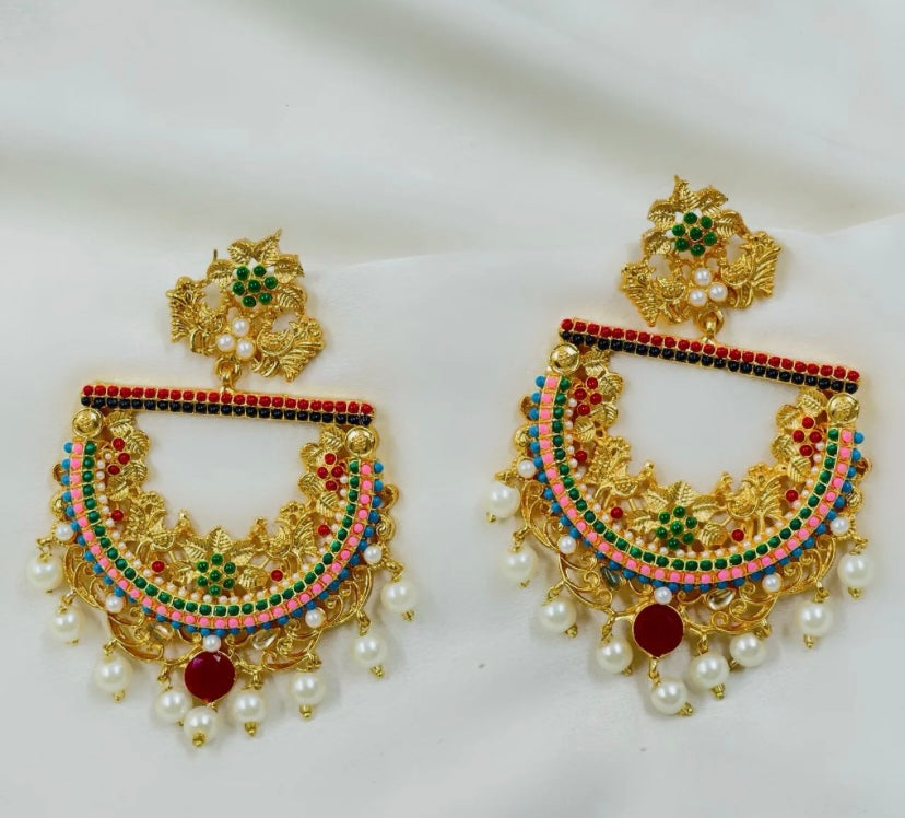 Royal Multicolor Chandbali Earrings