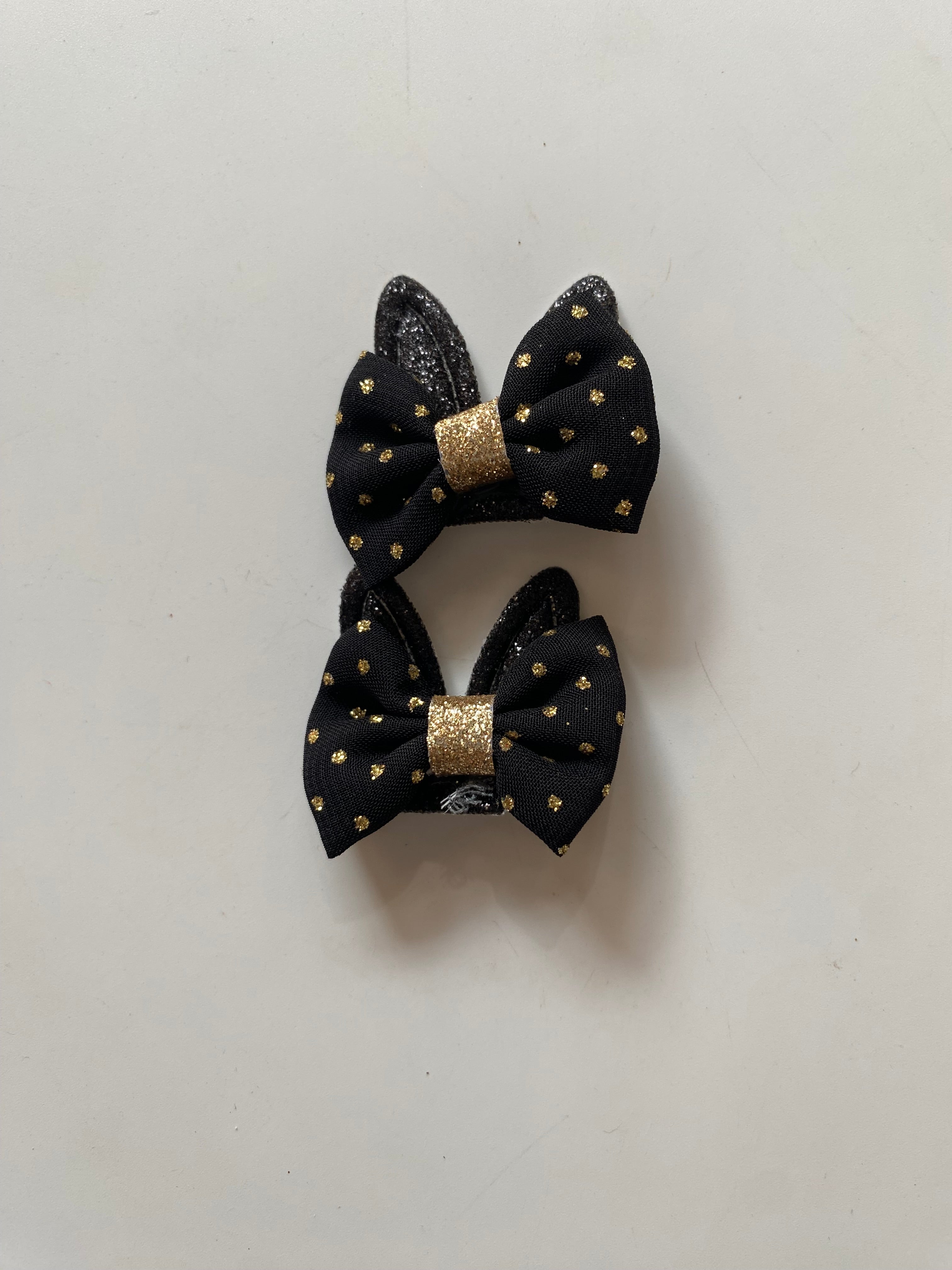 Glitter Bow and Bunny Ear Hair Clips (Pair)