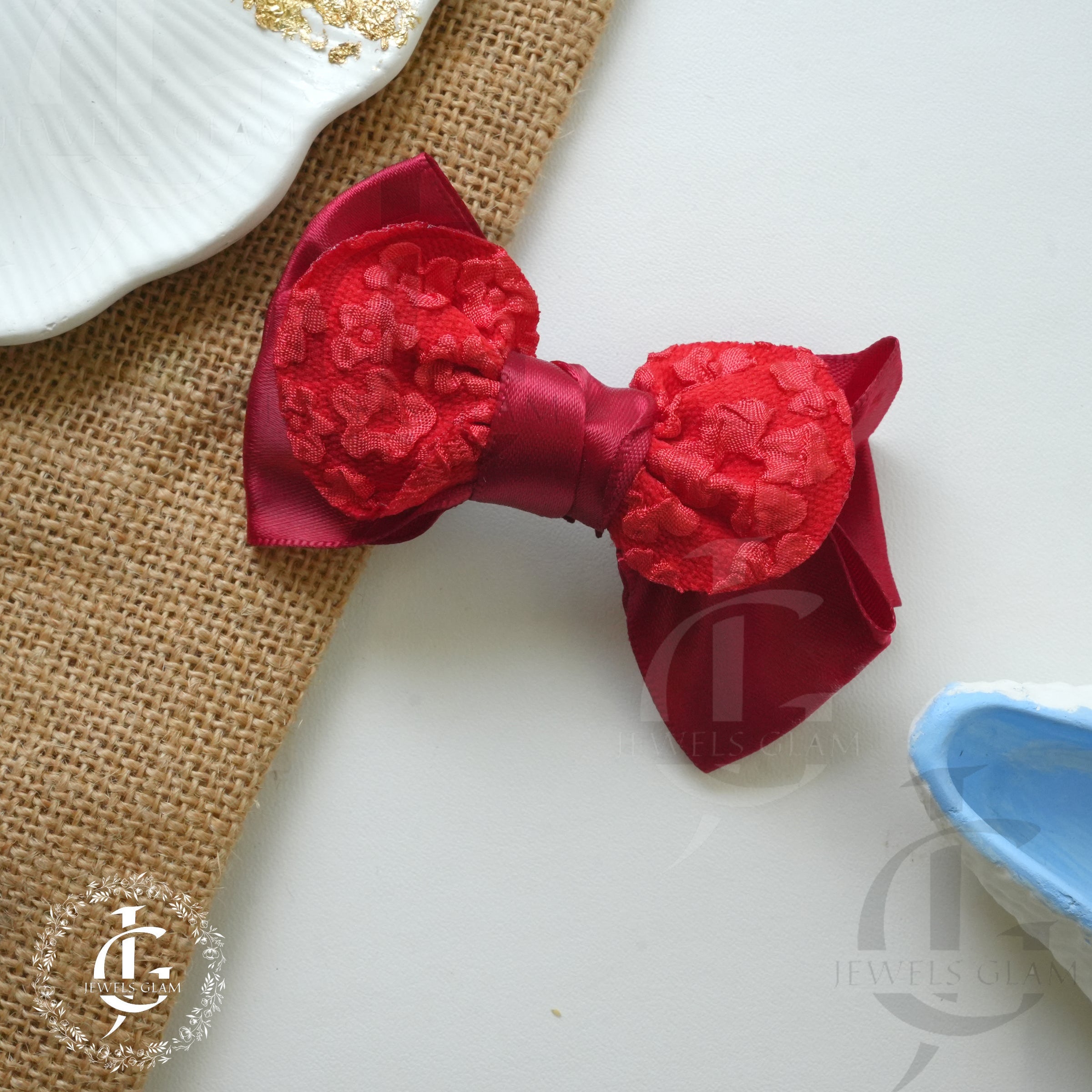 Lace Embellished Satin Bow Hair Clips (1 Pc)