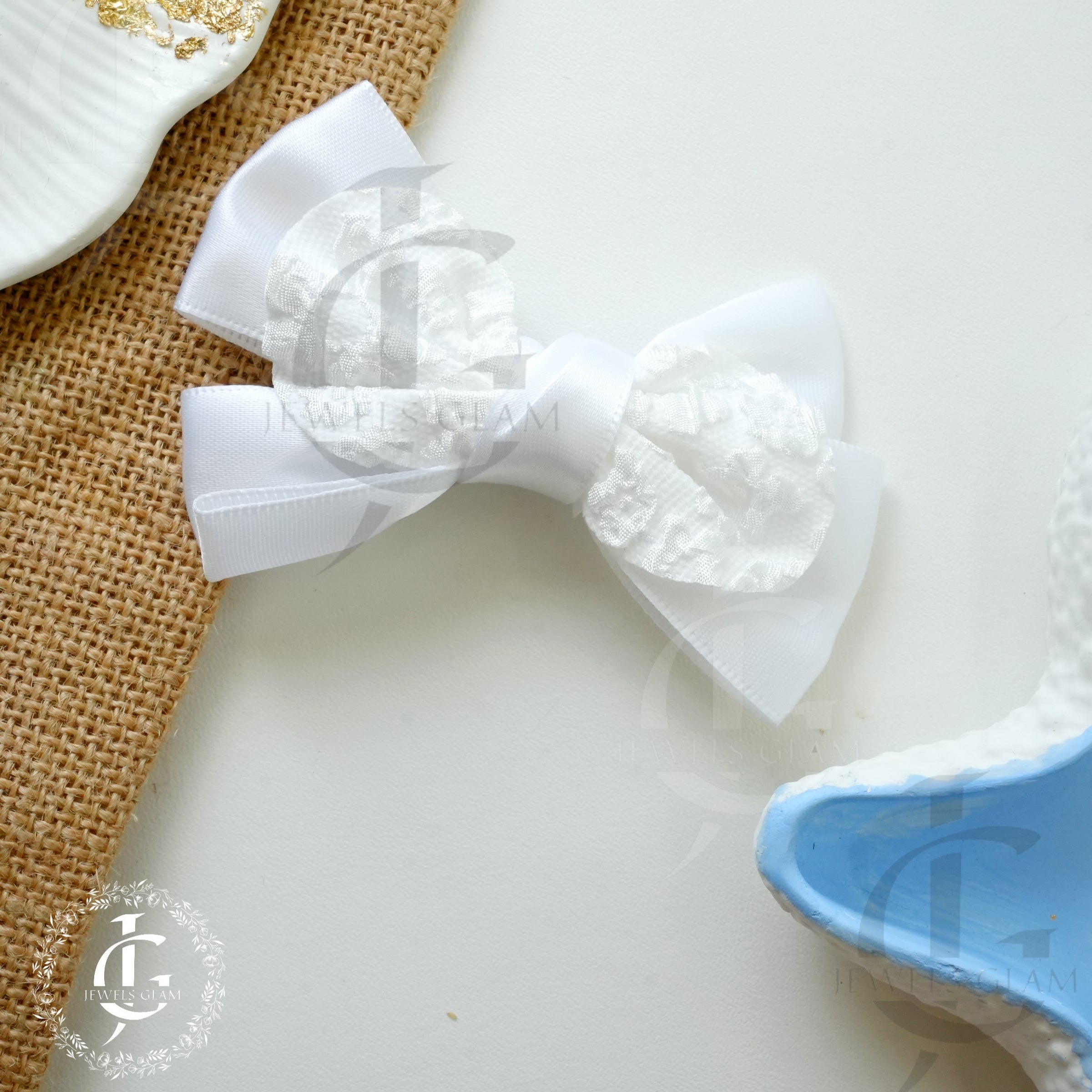 Lace Embellished Satin Bow Hair Clips (1 Pc)