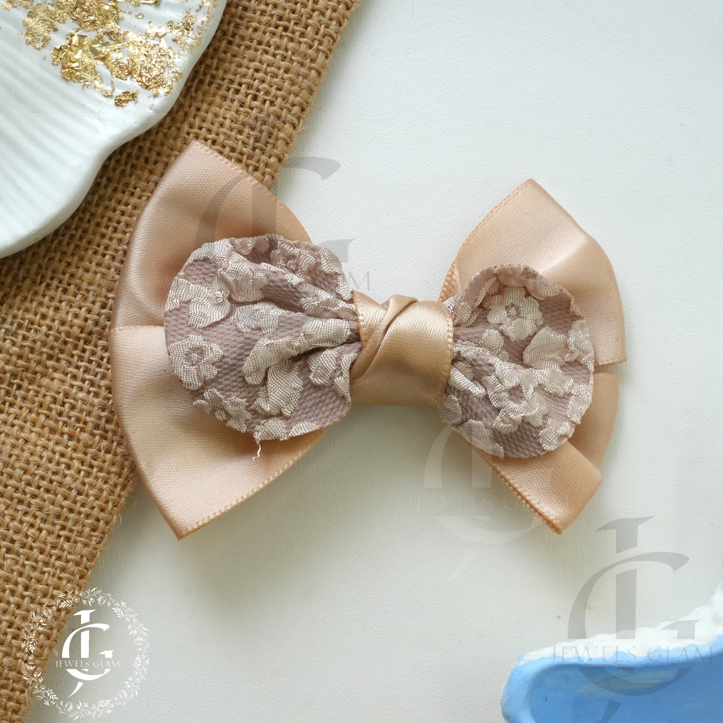 Lace Embellished Satin Bow Hair Clips (1 Pc)