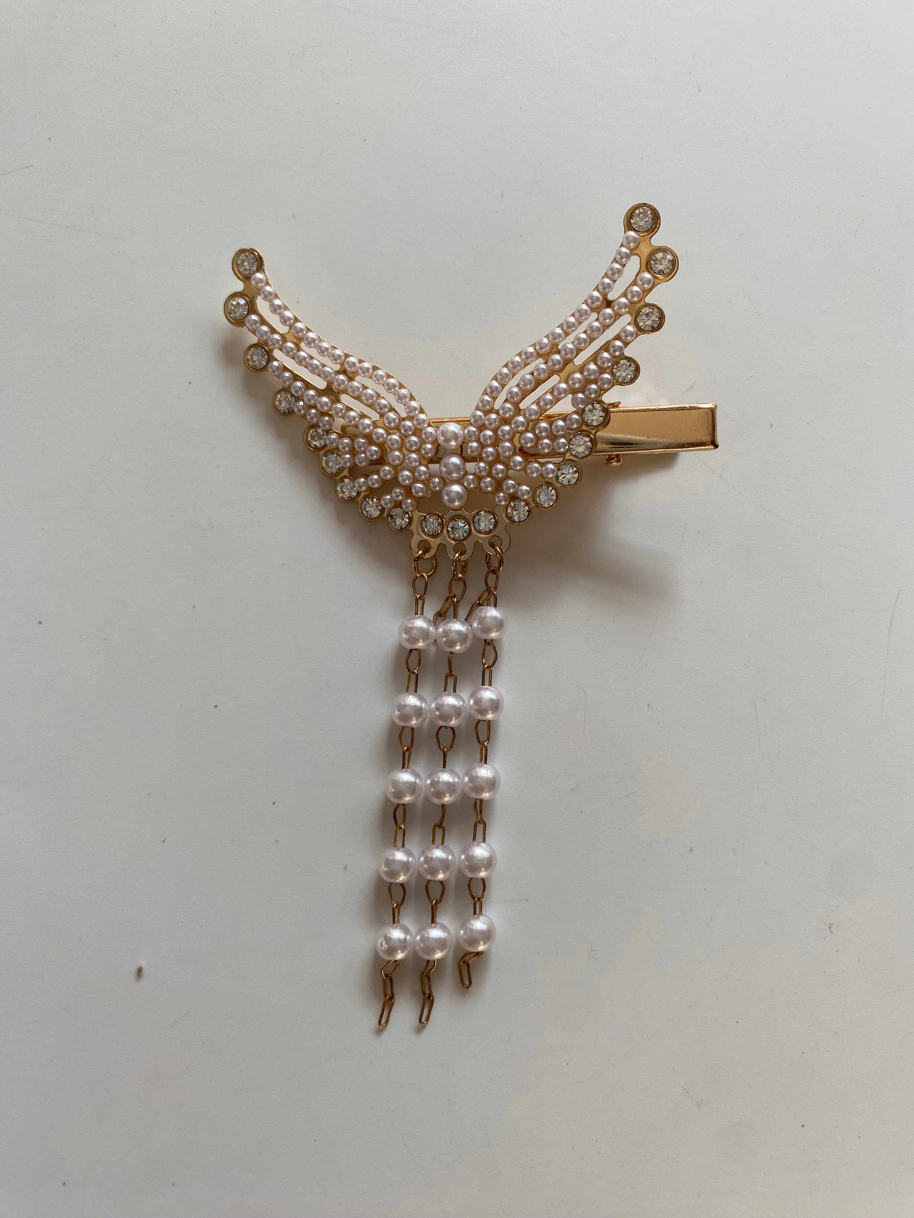 Gold Rhinestone Metal Hair Pins Pair