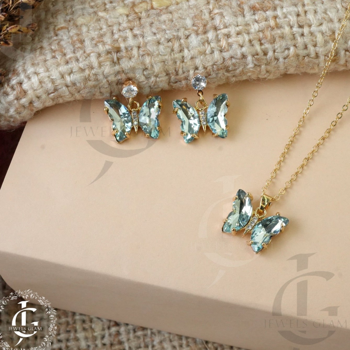 Aqua Butterfly Grace Jewelry Set