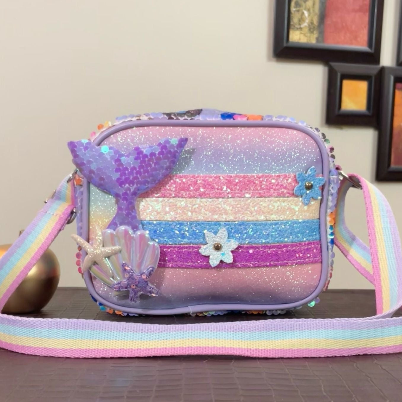 Little Girls Sparkling Mermaid Crossbody Shoulder Bag
