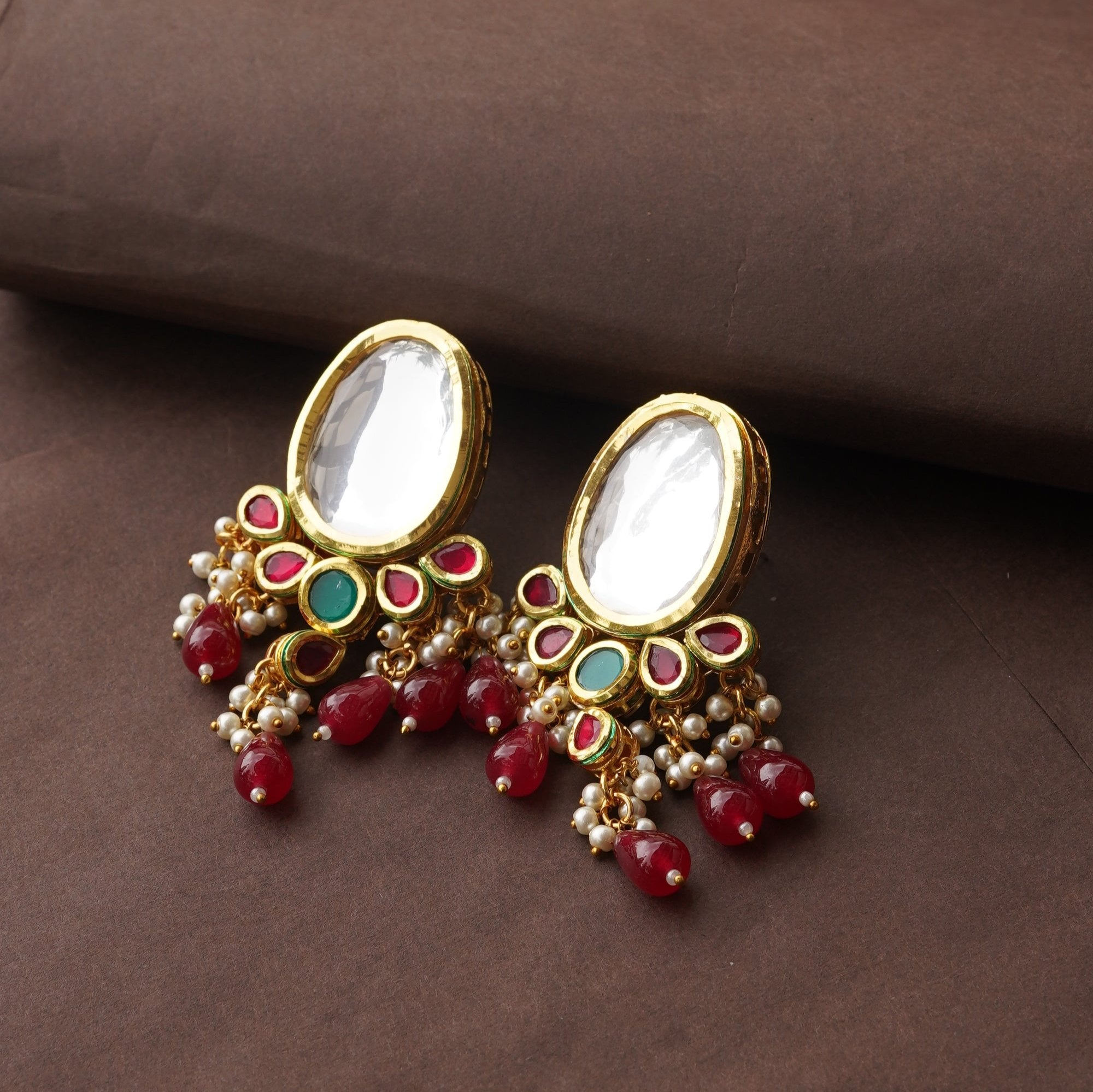 Indian Dubbi Kundan Necklace Set Earrings