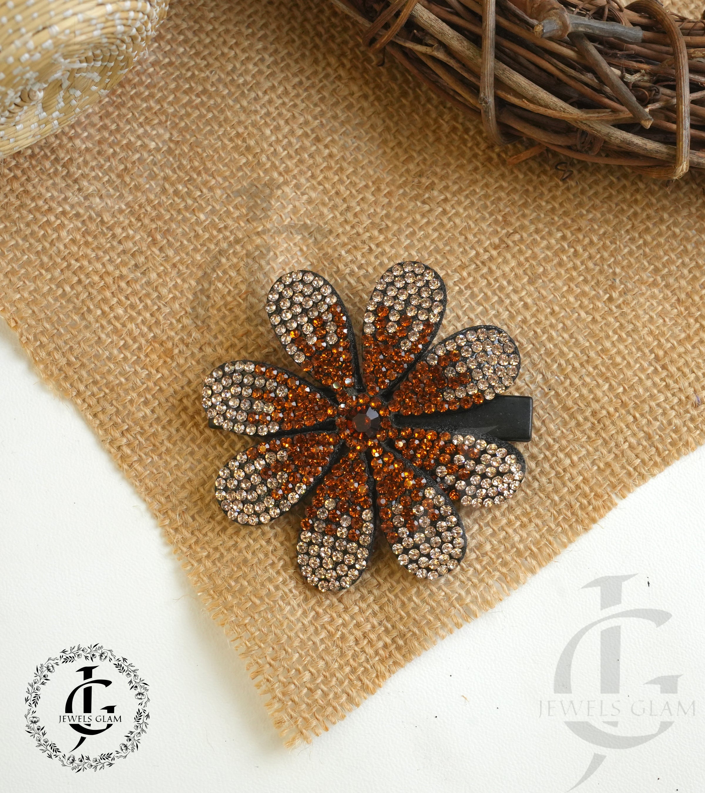 Sparkling Daisy Rhinestone Hair Clips