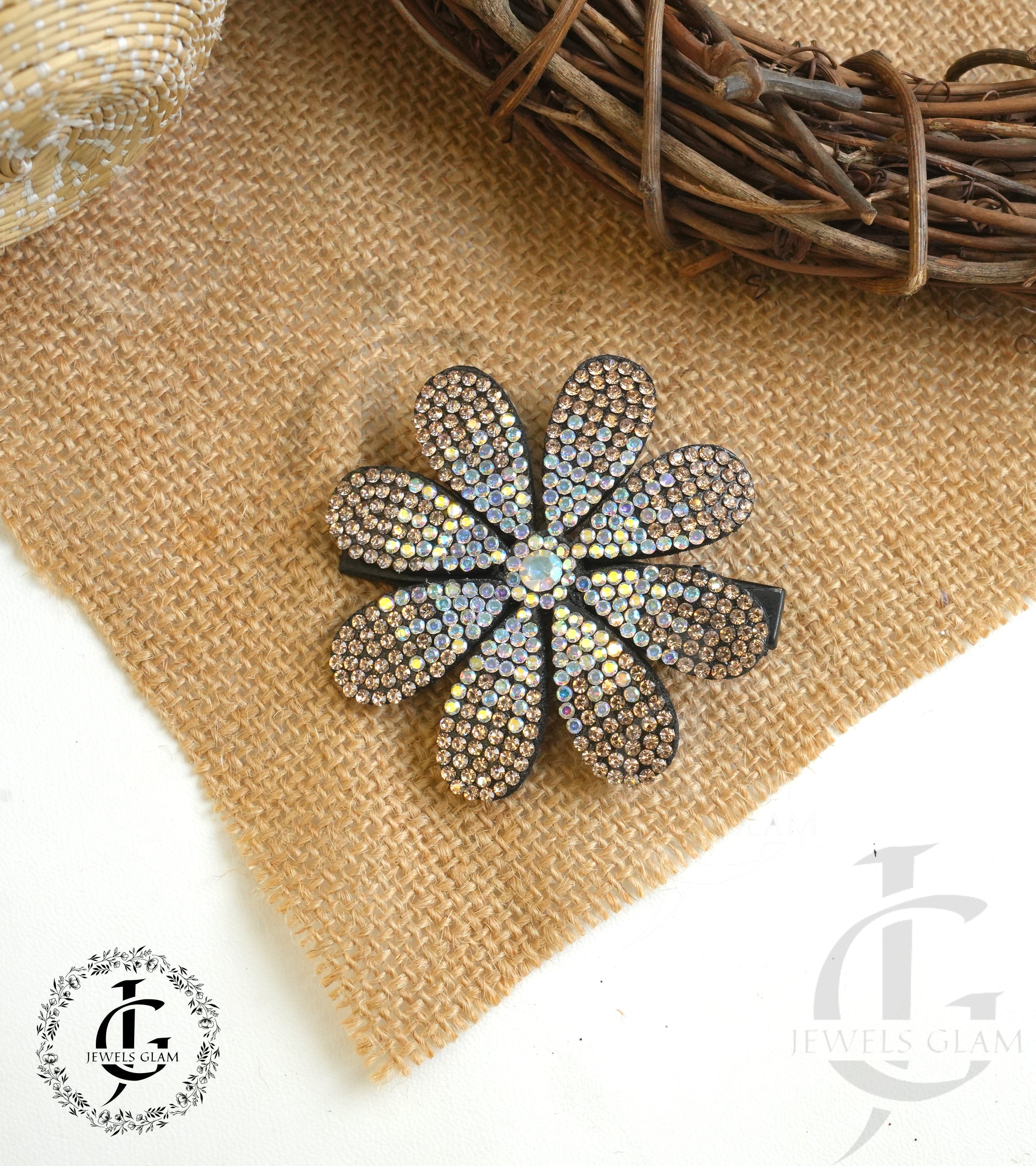 Sparkling Daisy Rhinestone Hair Clips