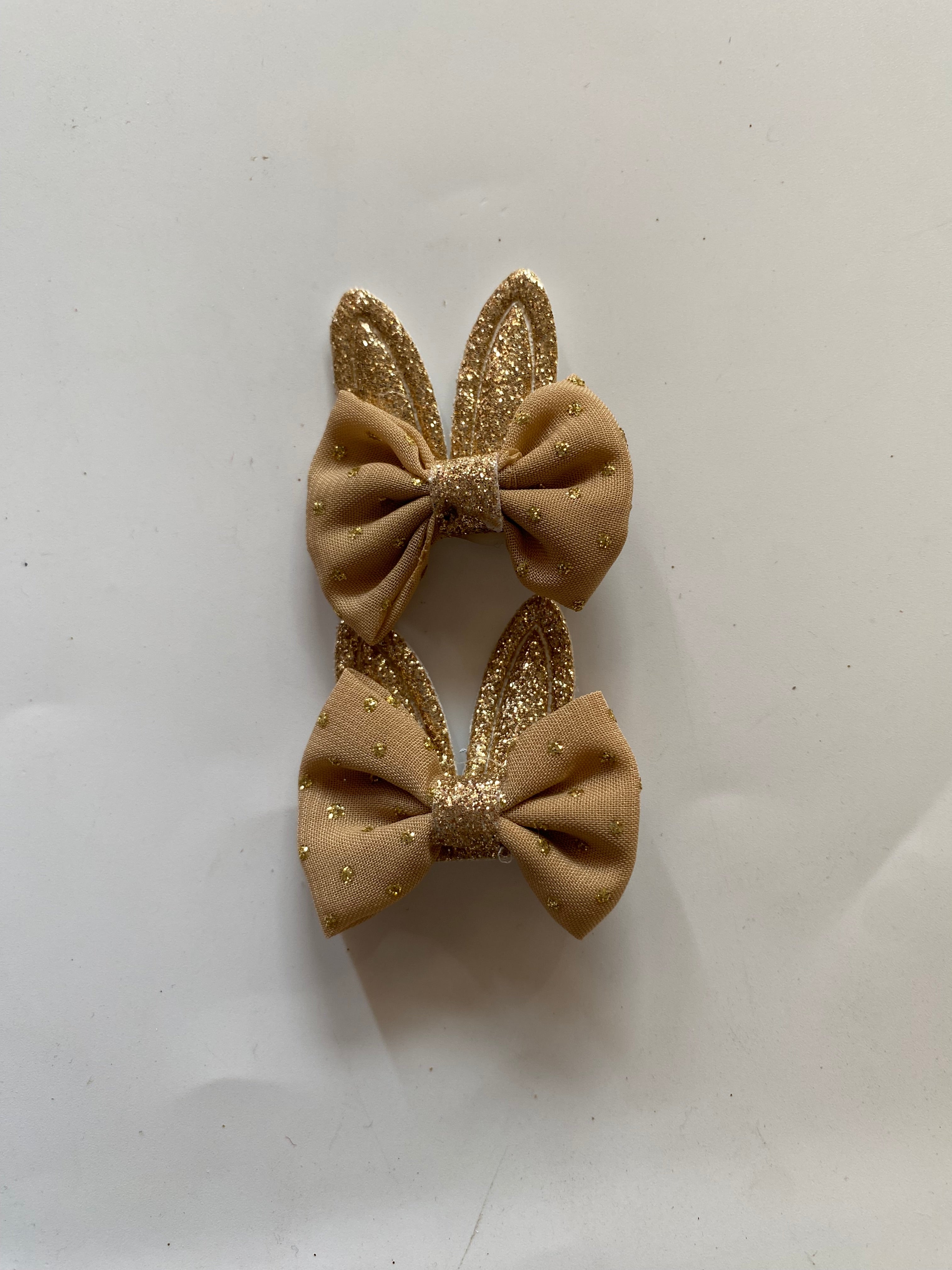 Glitter Bow and Bunny Ear Hair Clips (Pair)
