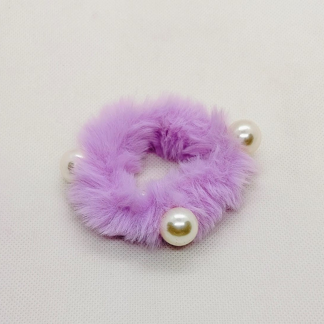 Plush Pearl-Embellished Hair Ties