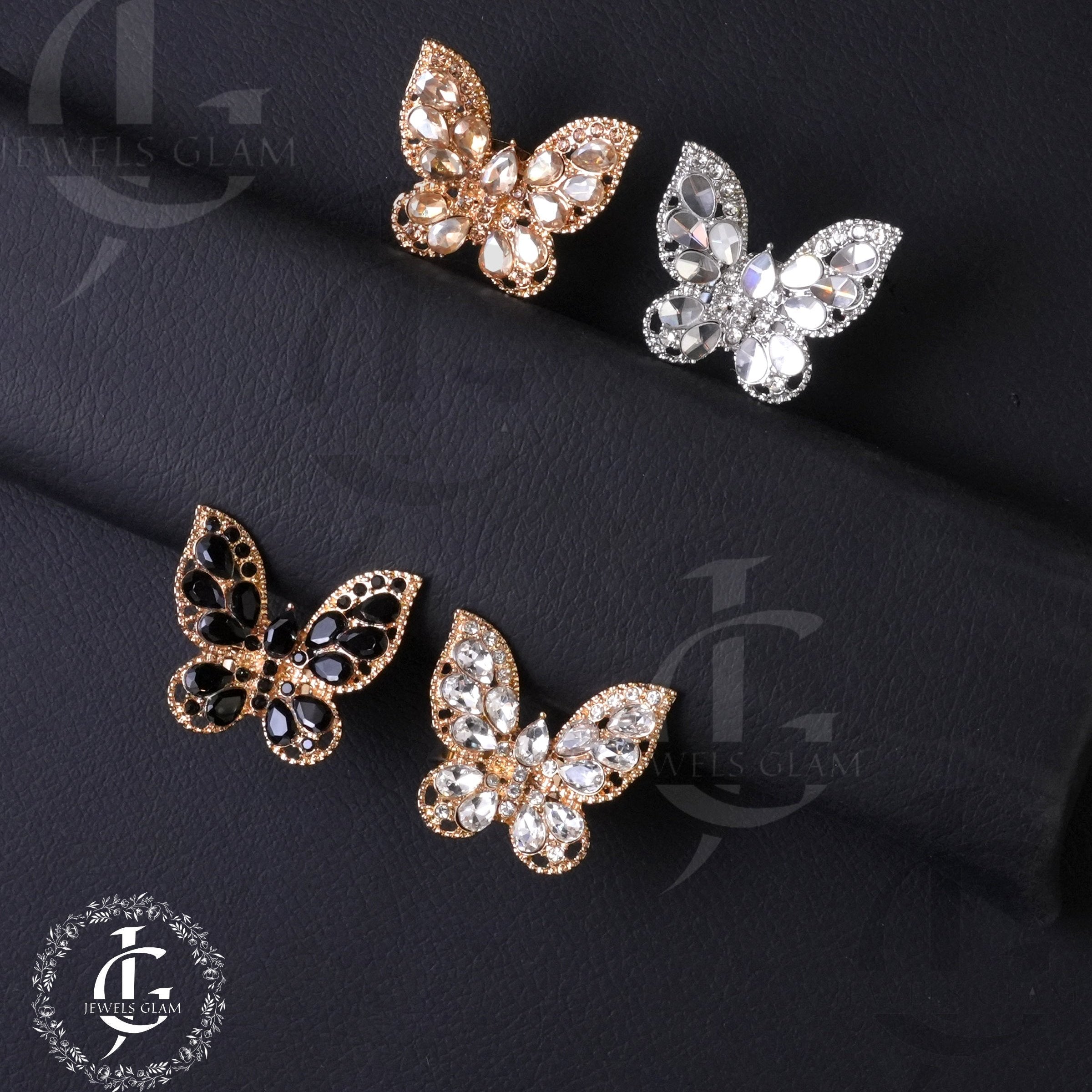 Midnight Elegance Black Butterfly Ring