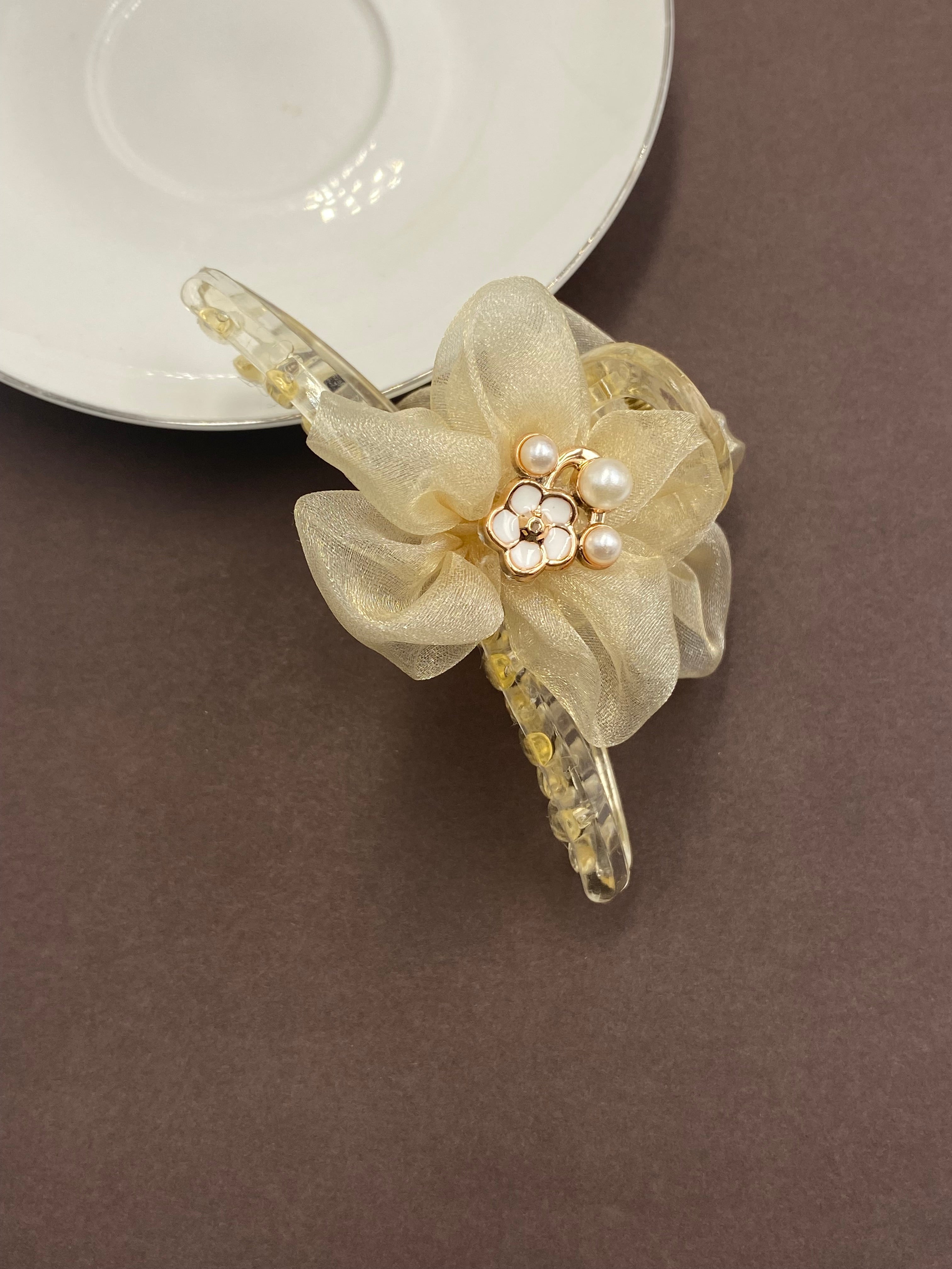 Elegant Sheer Flower Hair Claw Clips