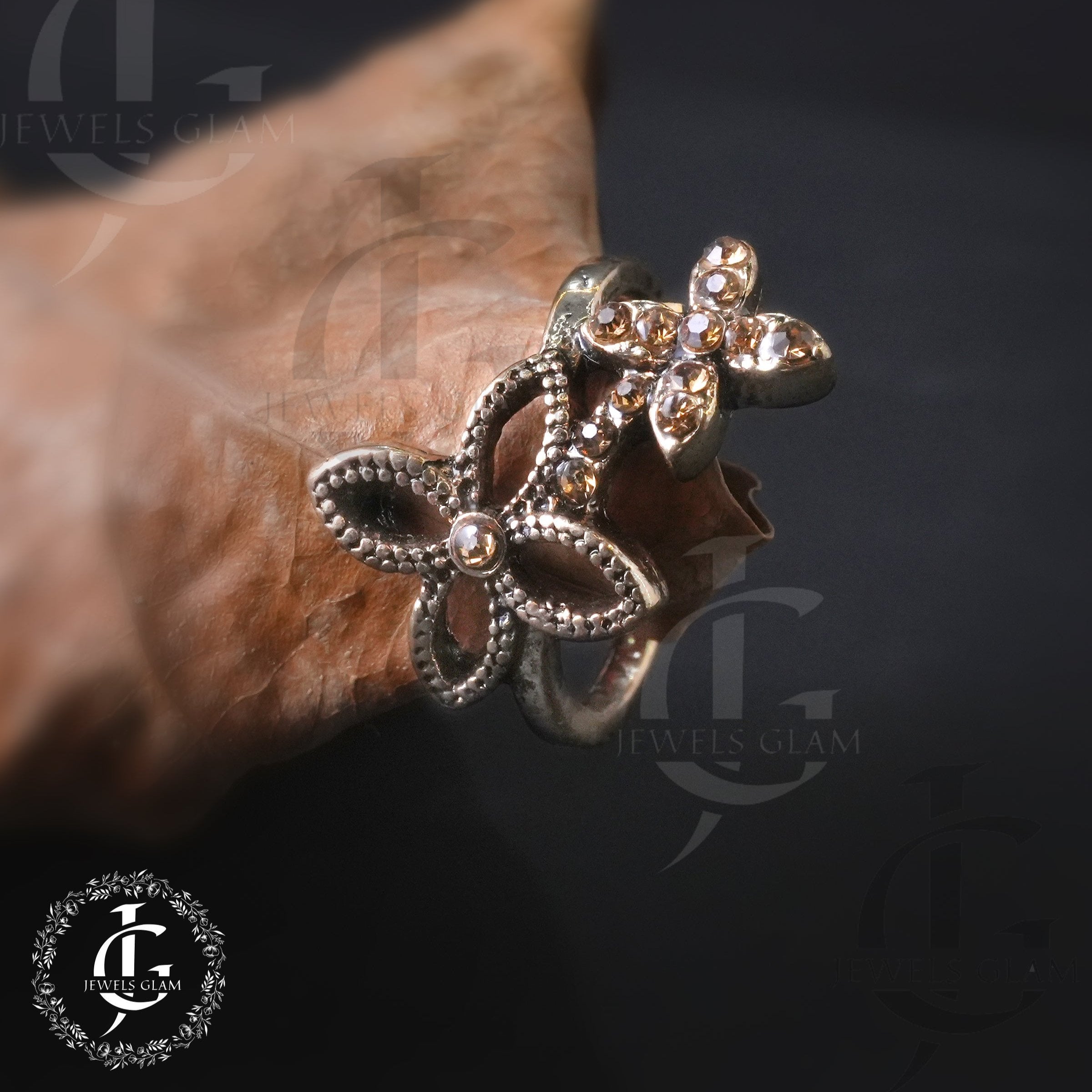 Floral Elegance Dual Bloom Ring