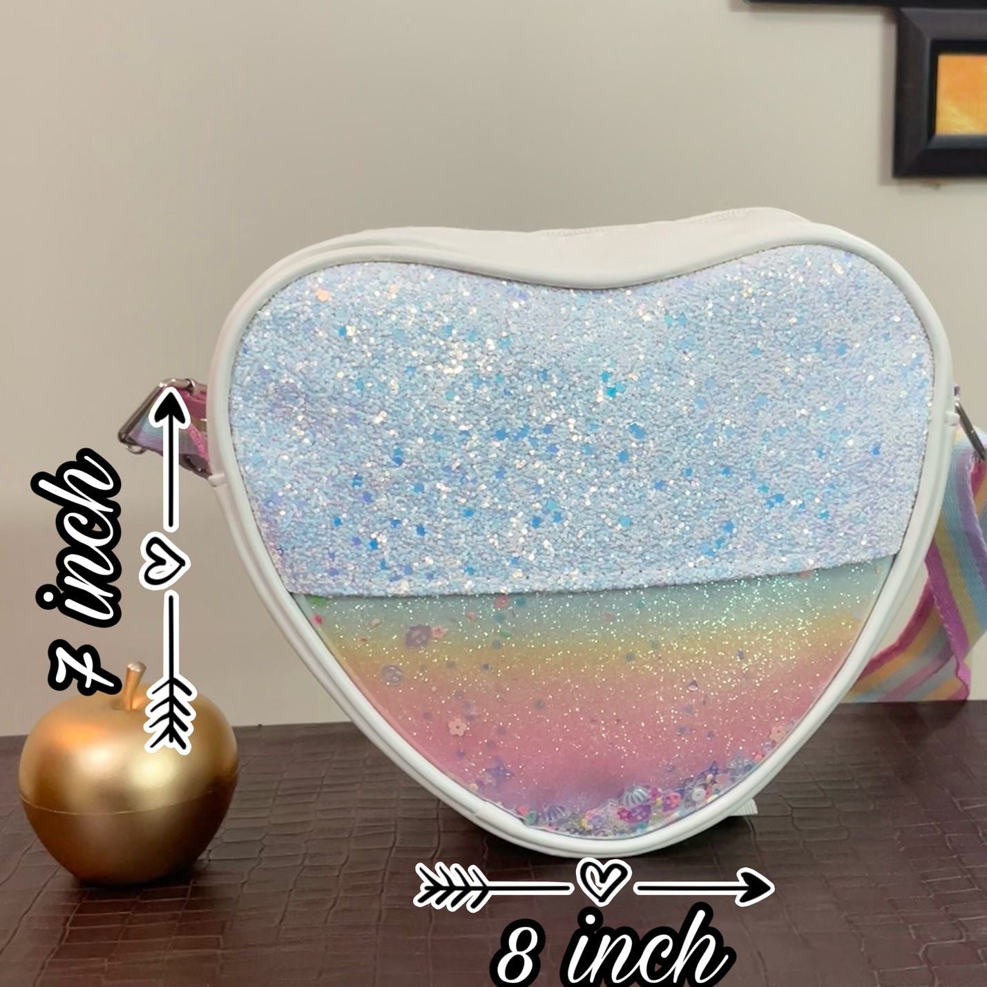 Little Girls Sparkling Heart Crossbody Shoulder Bag