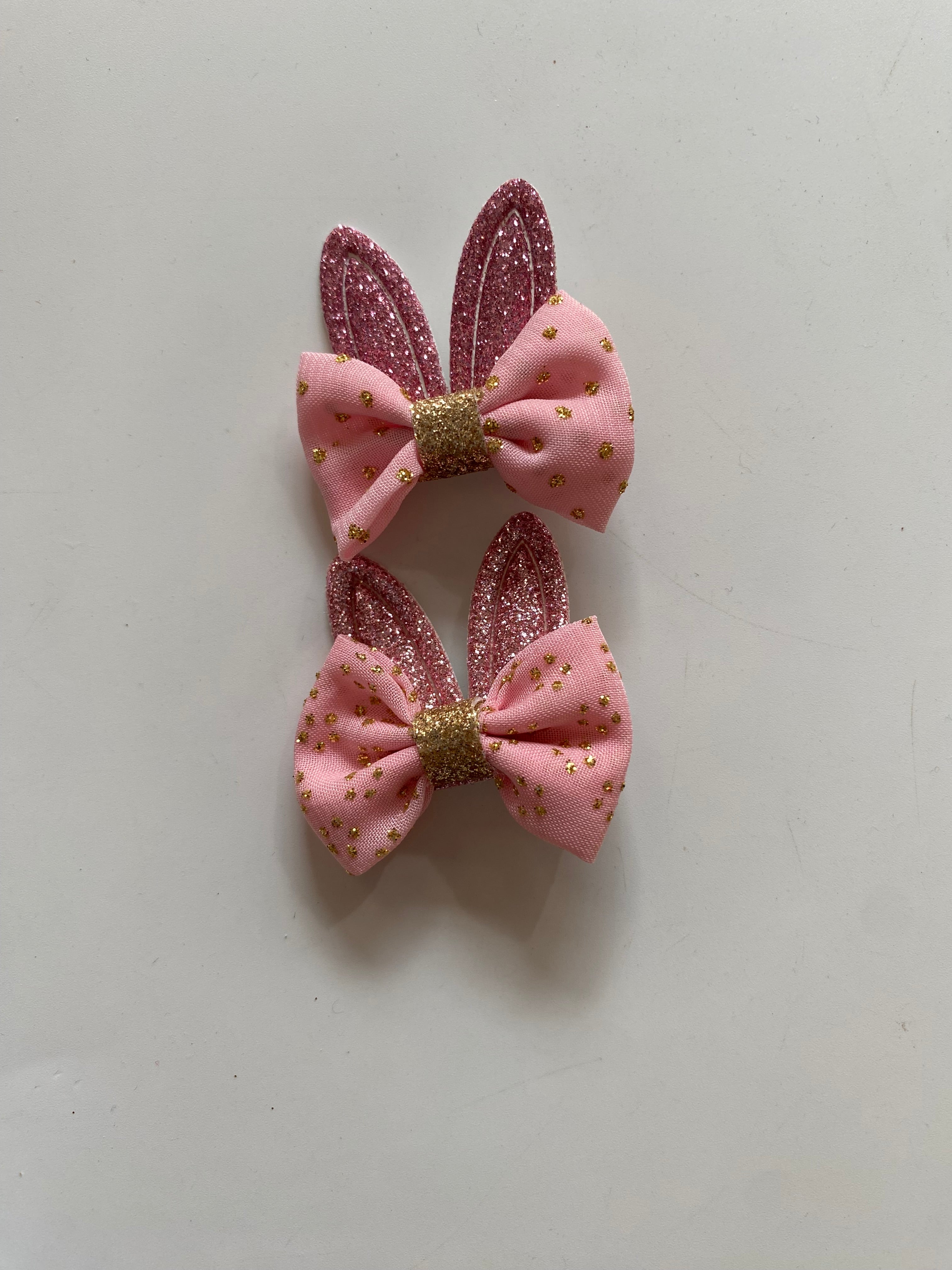 Glitter Bow and Bunny Ear Hair Clips (Pair)