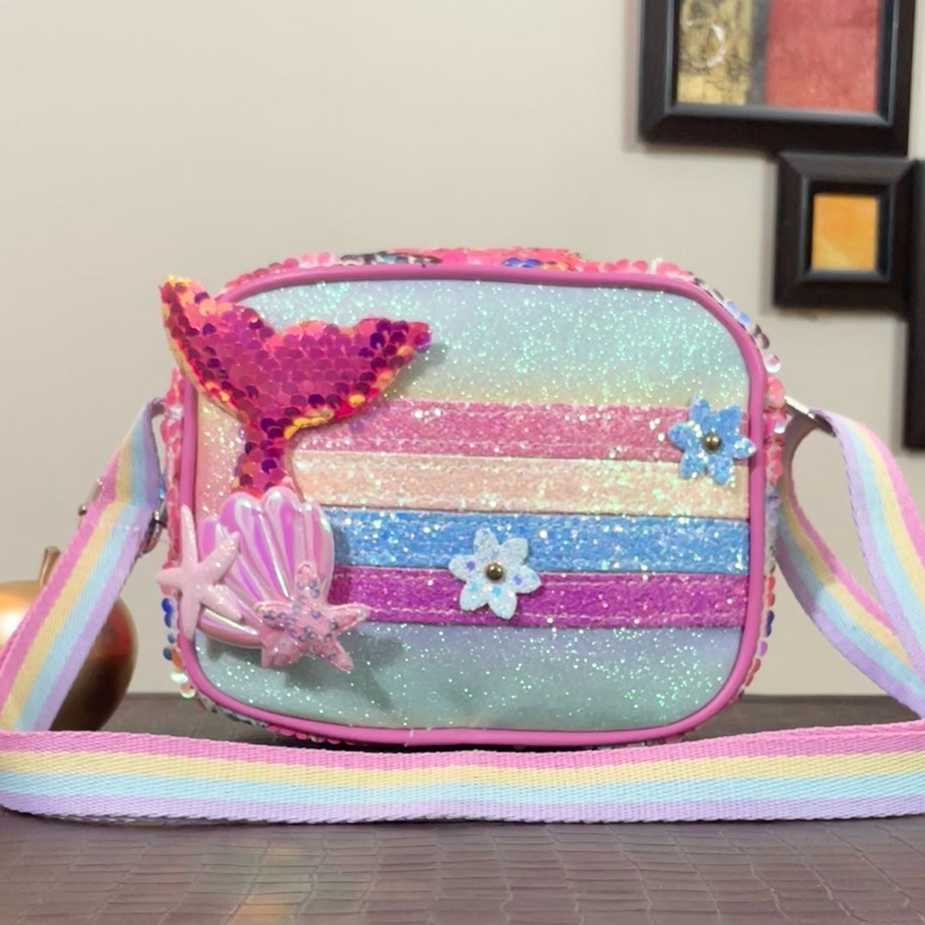 Little Girls Sparkling Mermaid Crossbody Shoulder Bag