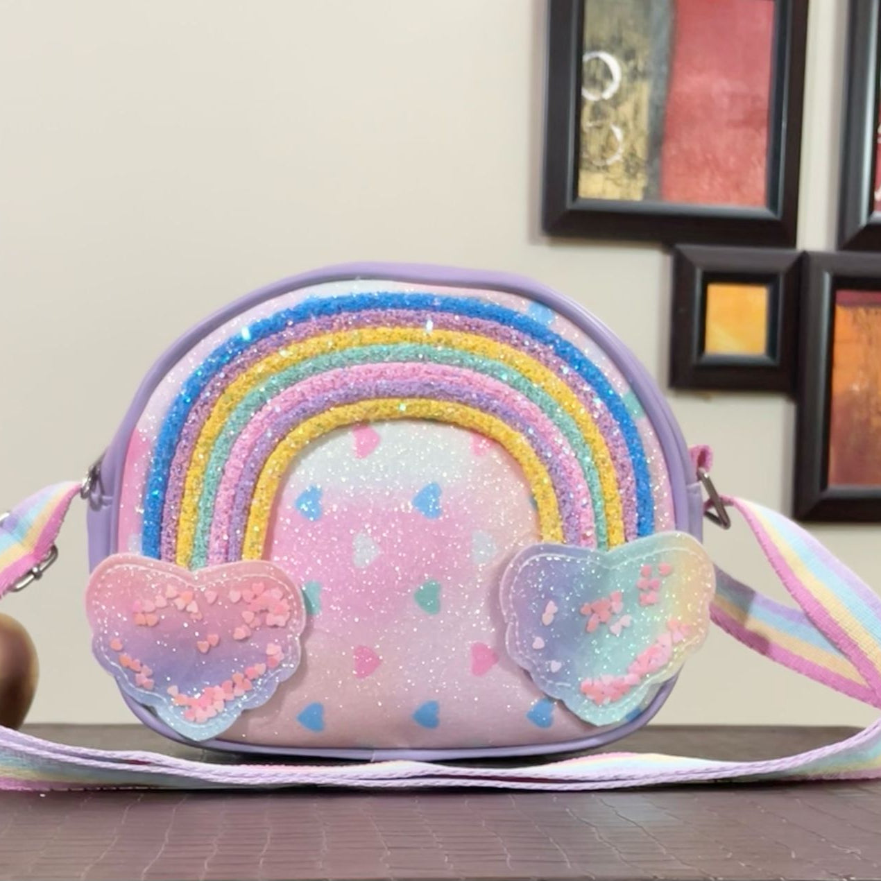 Little Girl Sparkling Rainbow Crossbody Shoulder Bag