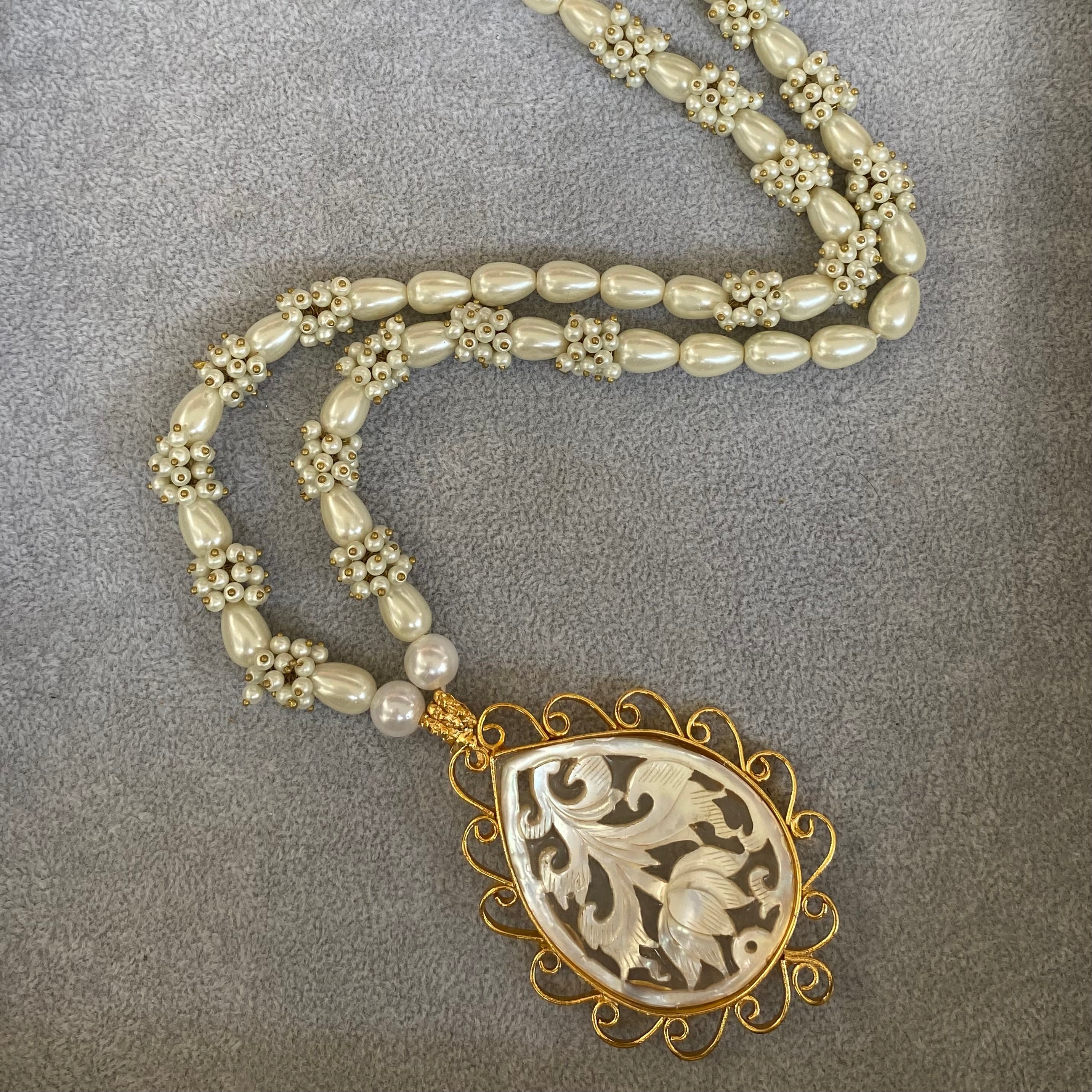 Ethereal Pearl Mala with Intricate Pendant