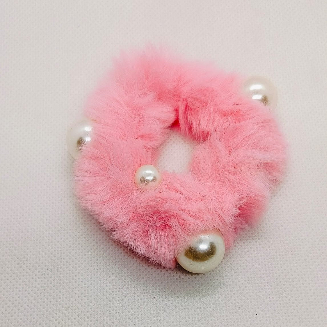 Plush Pearl-Embellished Hair Ties