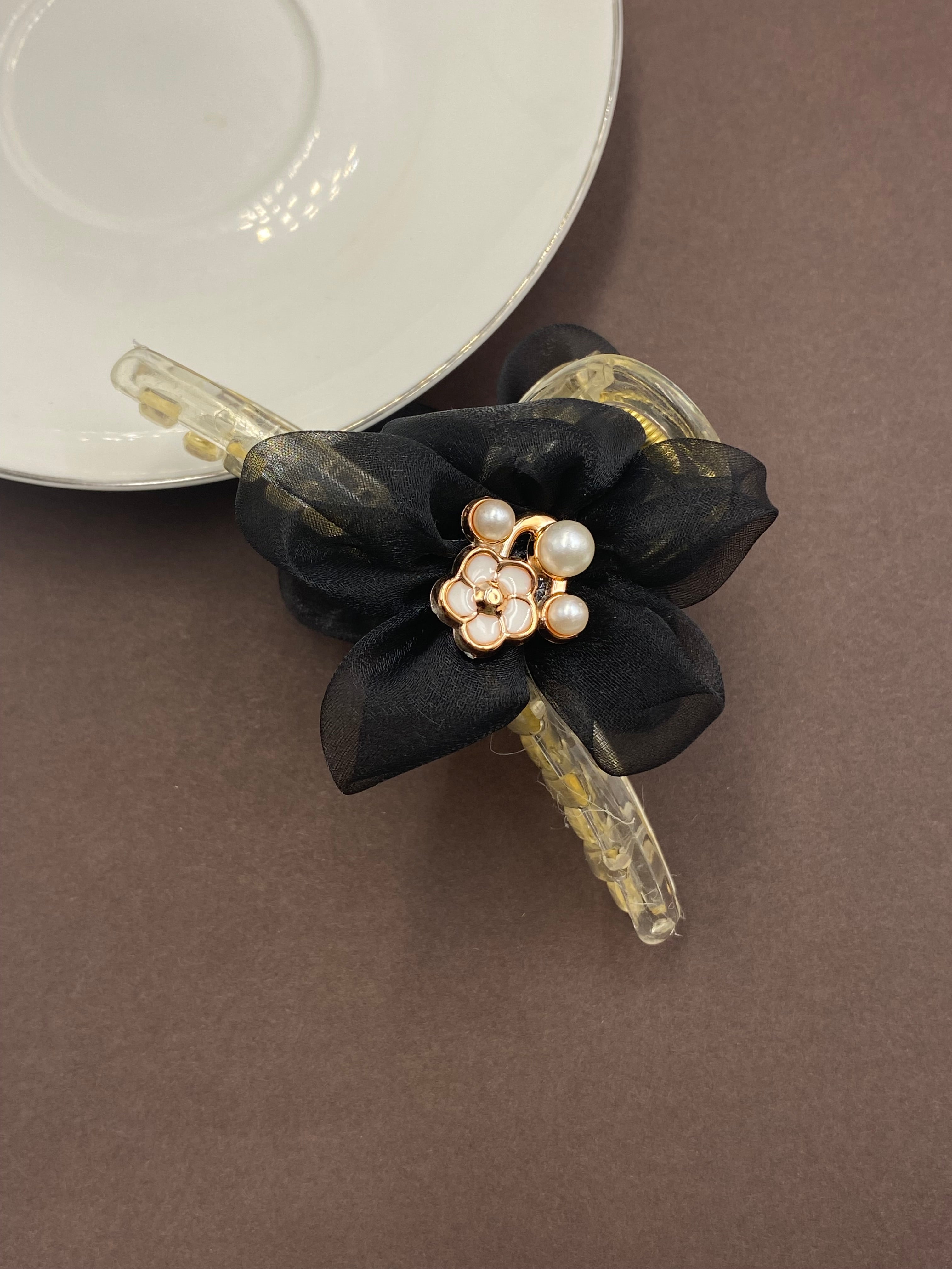Elegant Sheer Flower Hair Claw Clips