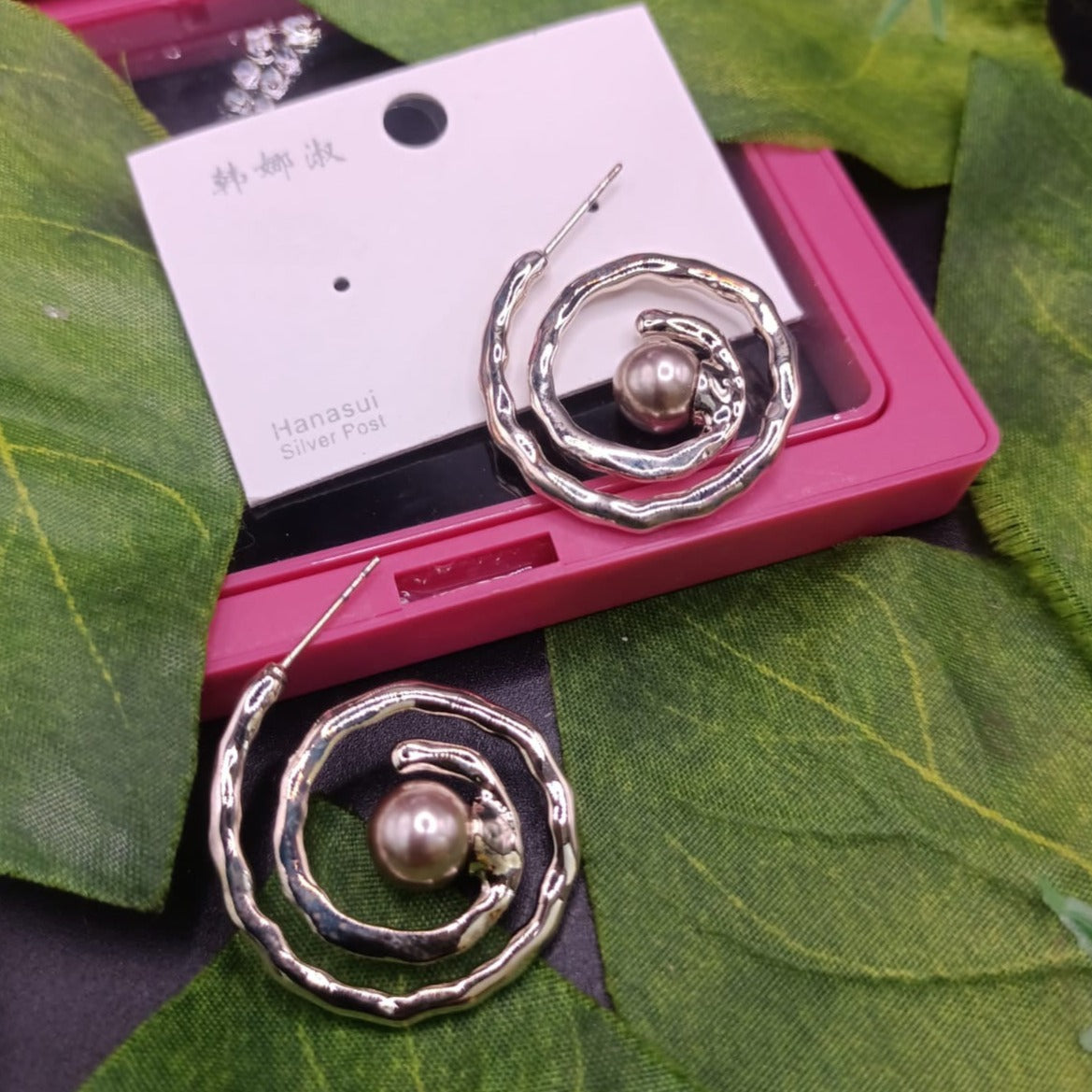 Modern Spiral Pearl Earrings