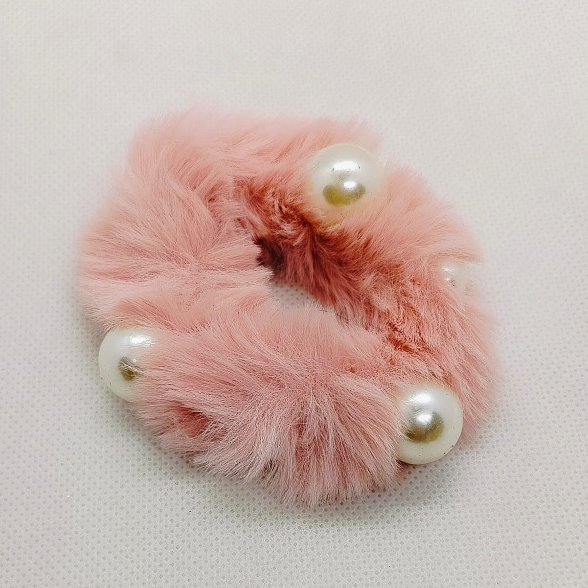 Plush Pearl-Embellished Hair Ties