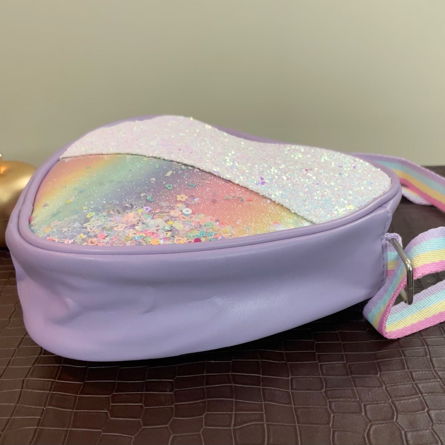 Little Girls Sparkling Heart Crossbody Shoulder Bag