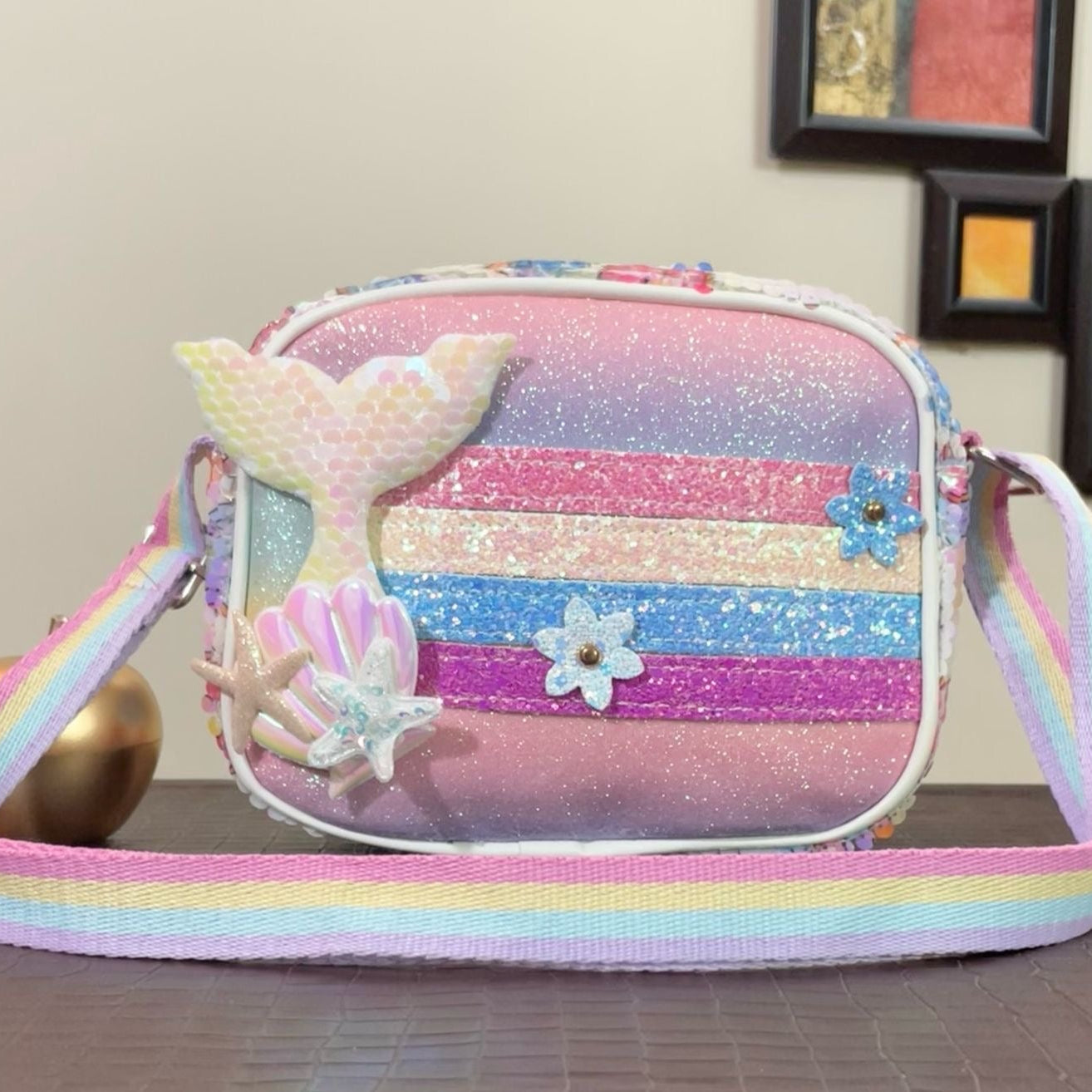 Little Girls Sparkling Mermaid Crossbody Shoulder Bag