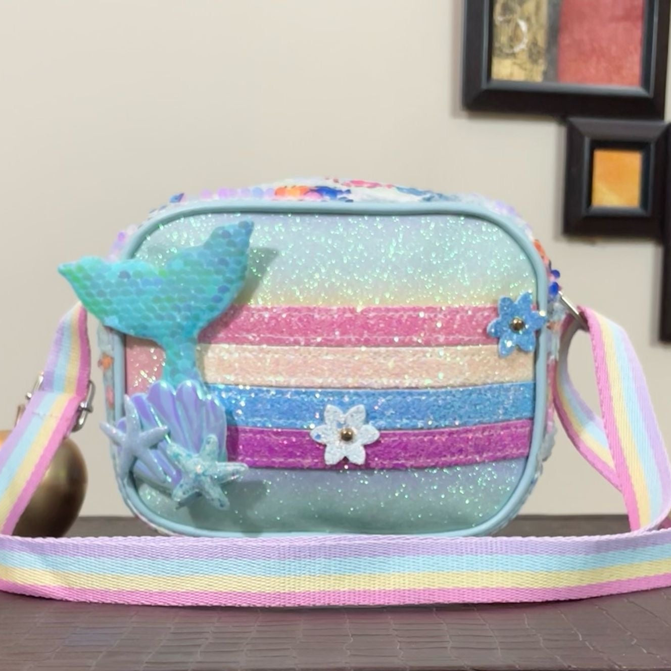 Little Girls Sparkling Mermaid Crossbody Shoulder Bag