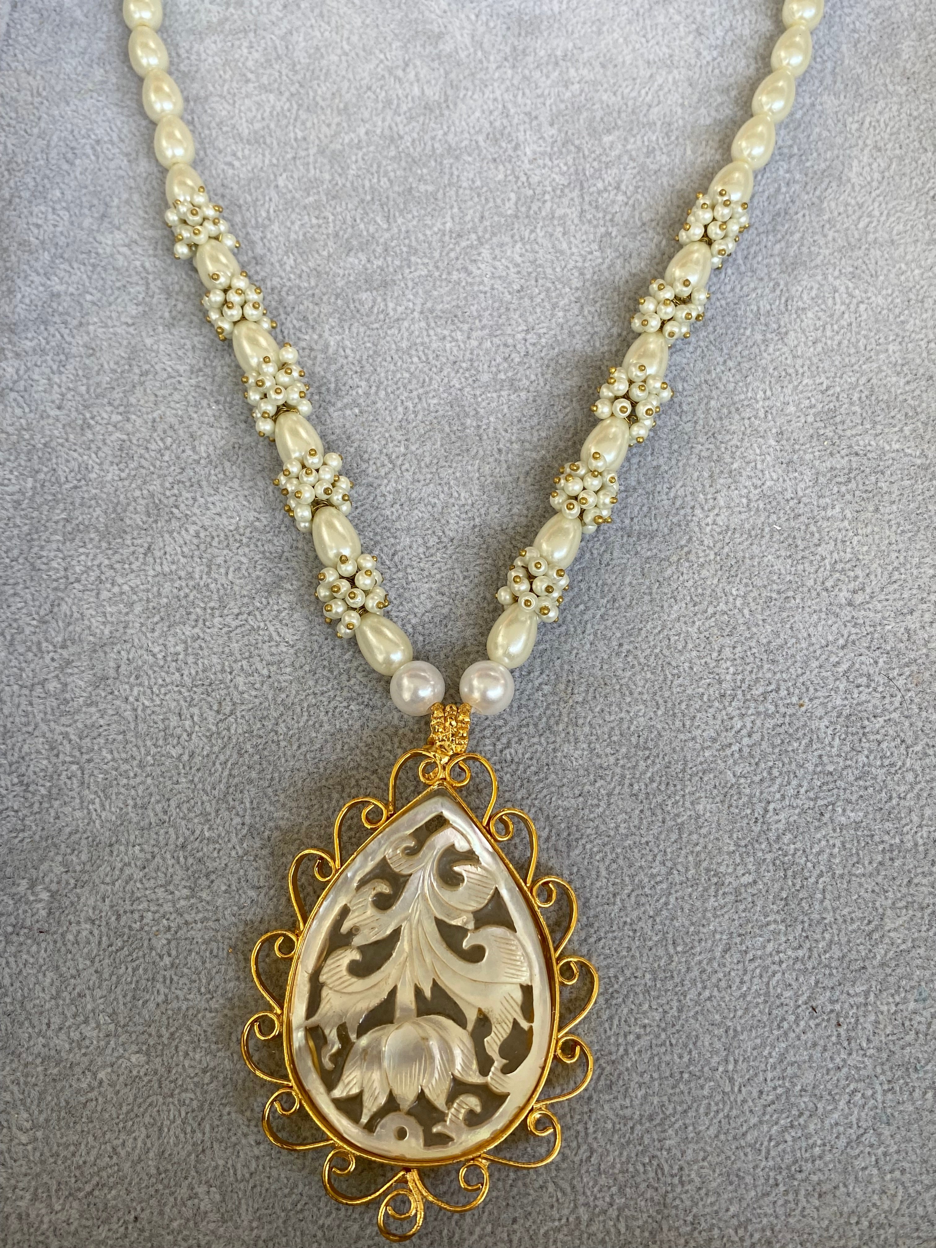 Ethereal Pearl Mala with Intricate Pendant